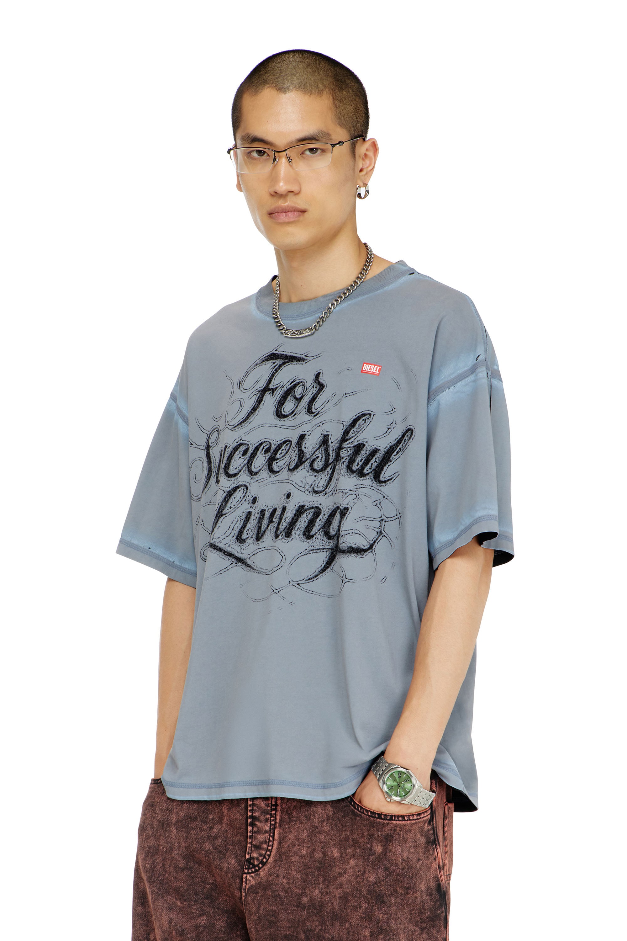 Diesel - T-shirt with For Successful Living print - T-Shirts - Man - Grey