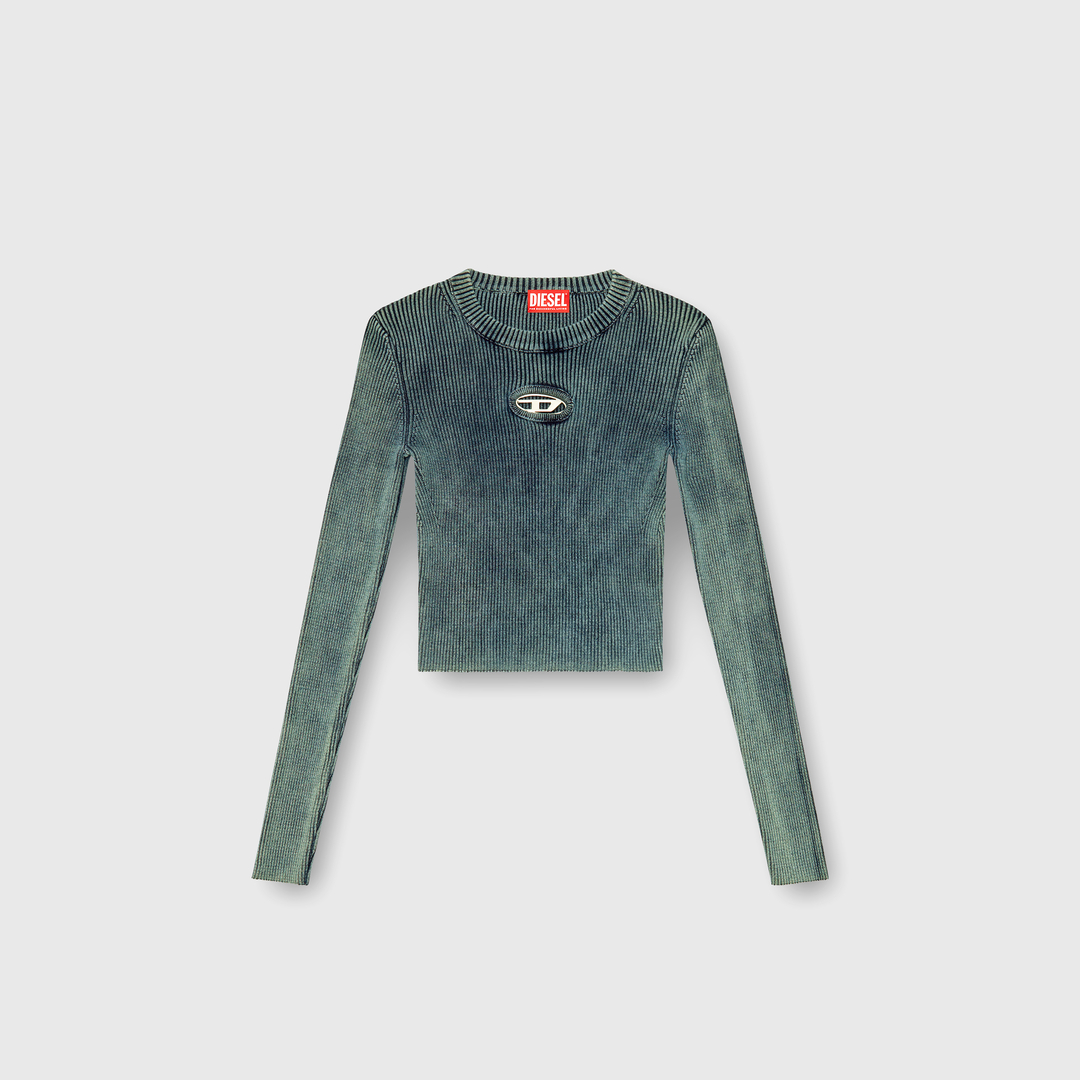 Diesel - Top en maille côtelée avec Oval D - Haut - Femme - Bleu