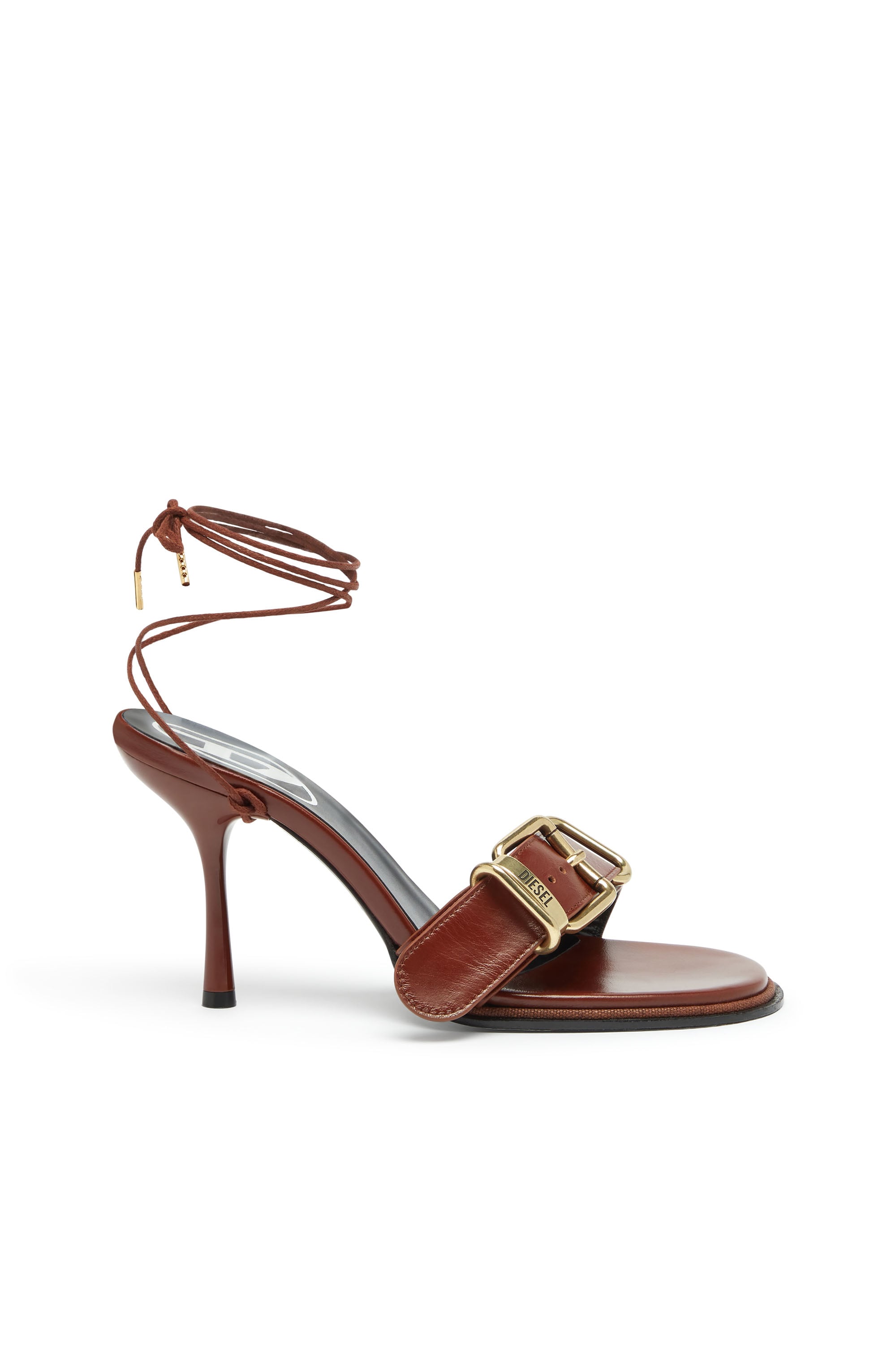 Diesel – D-Cocco-Ankle-wrap sandals in leather – Sandals – Woman – Brown