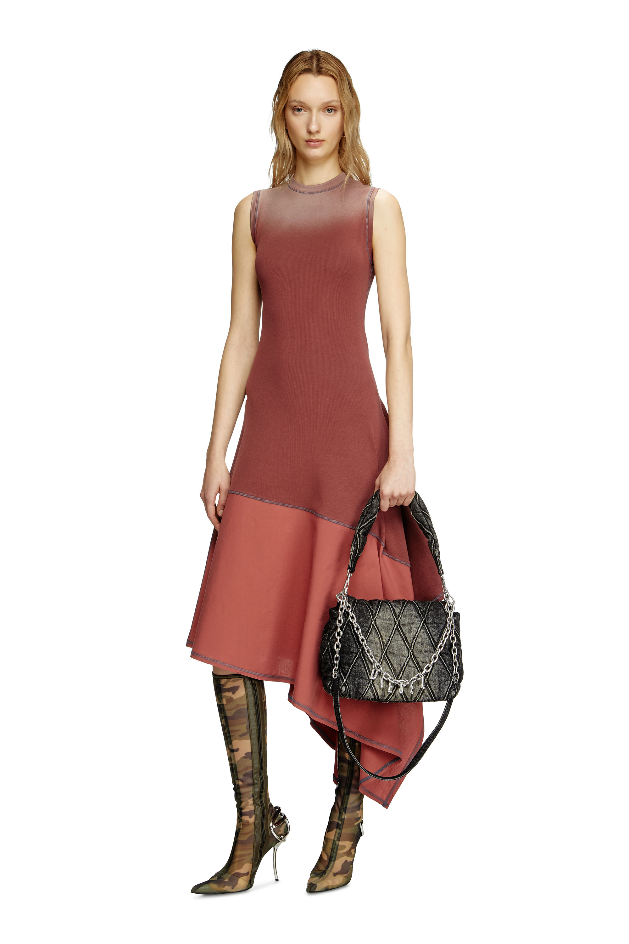 Diesel Asymmetric Sleeveless Dress In Pink