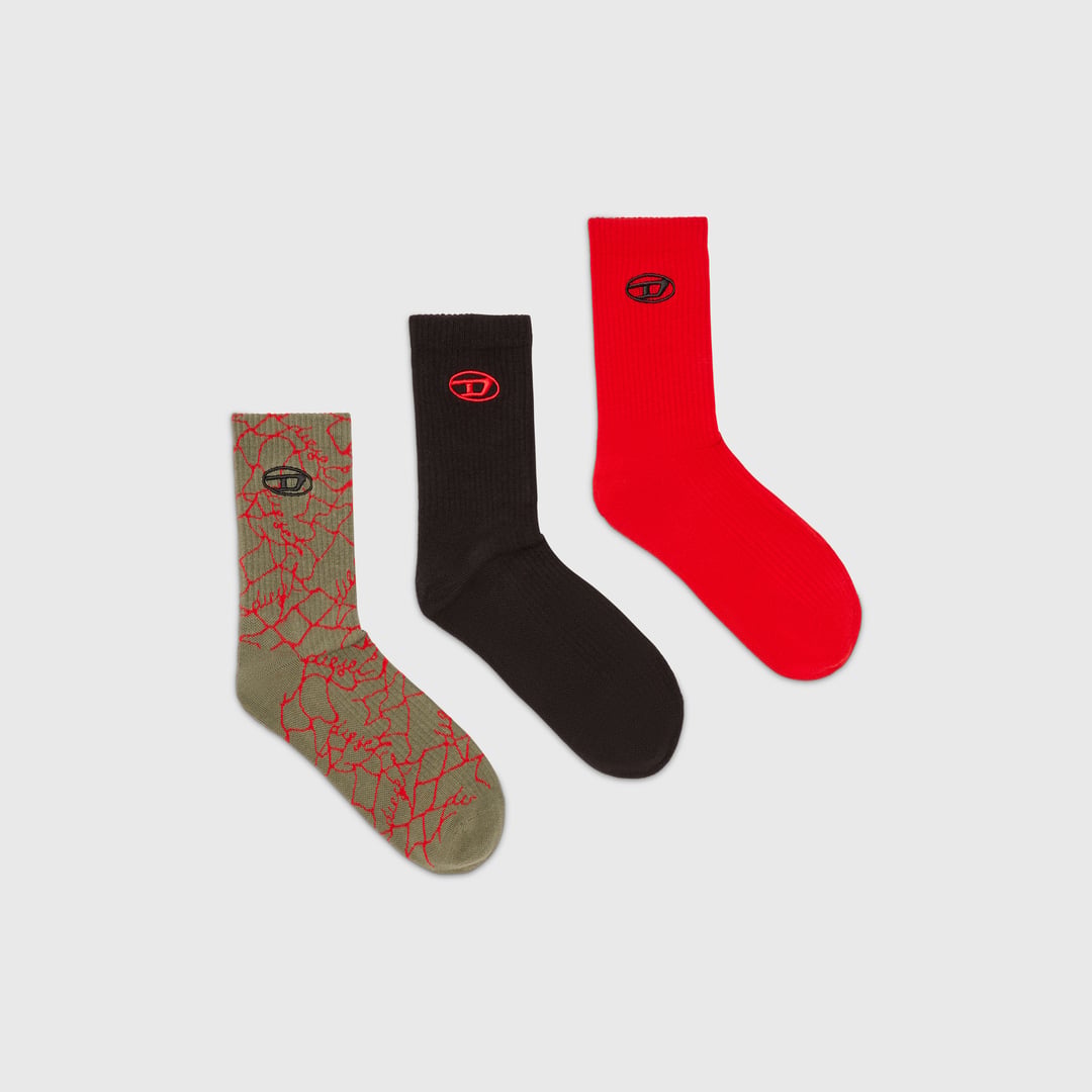 Diesel - Three-pack socks with logo detail - Socks - Man - Multicolor