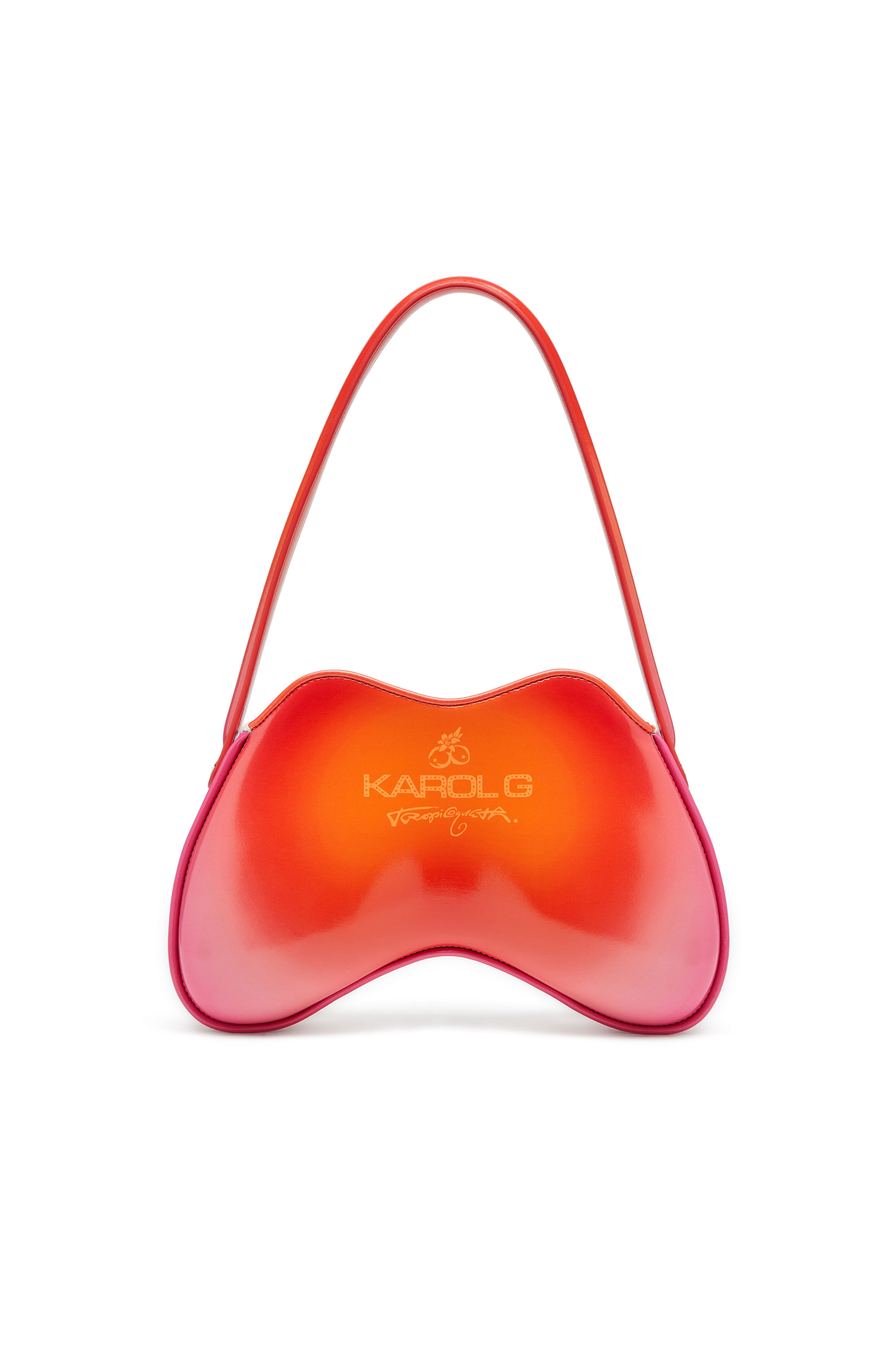 Diesel - Coconut Bl_m Bag, Woman's Double-D-Glossy shoulder bag with lotus print in White/Pink - 3