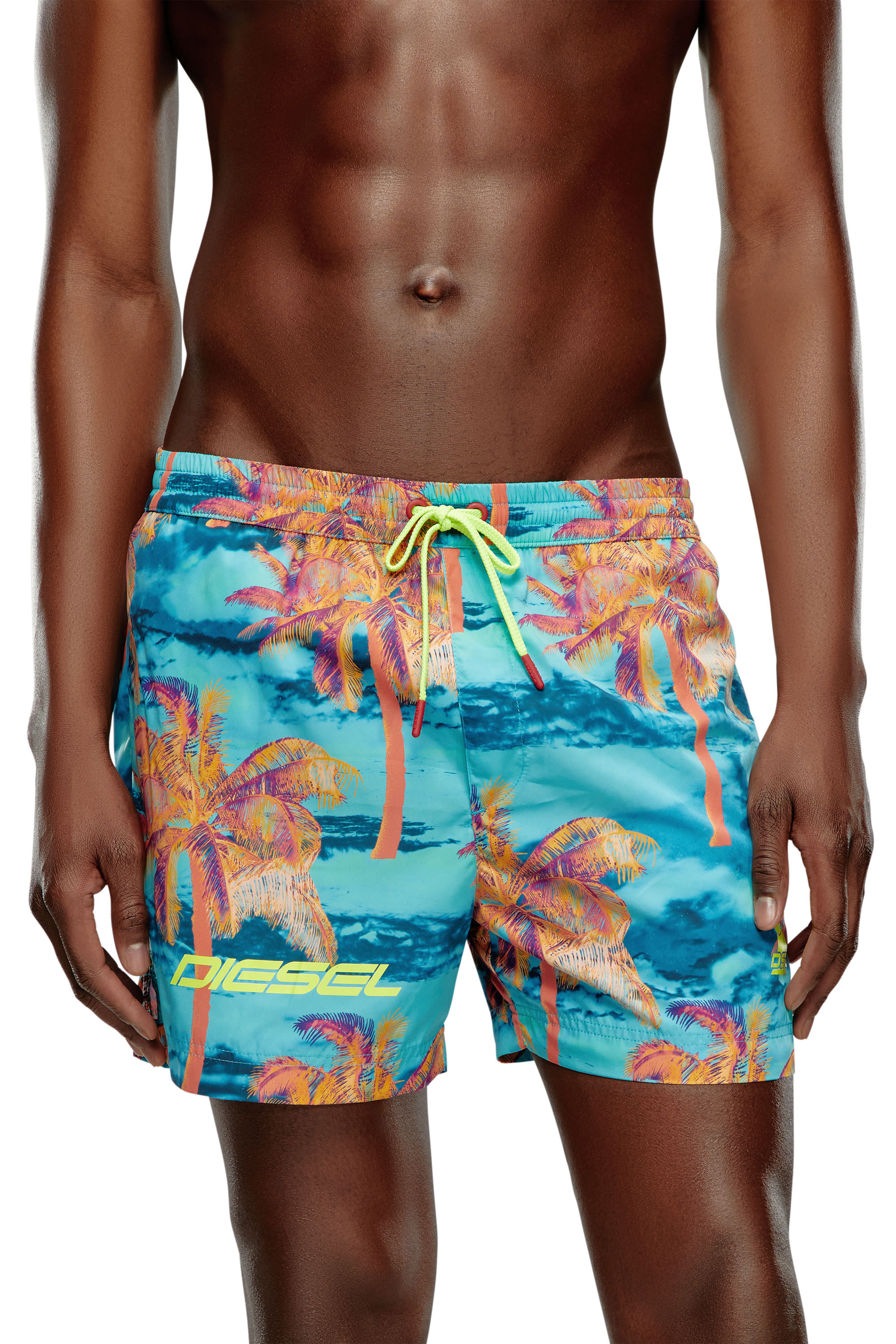 Shop Diesel Mid-length Printed Swim Shorts In Blu