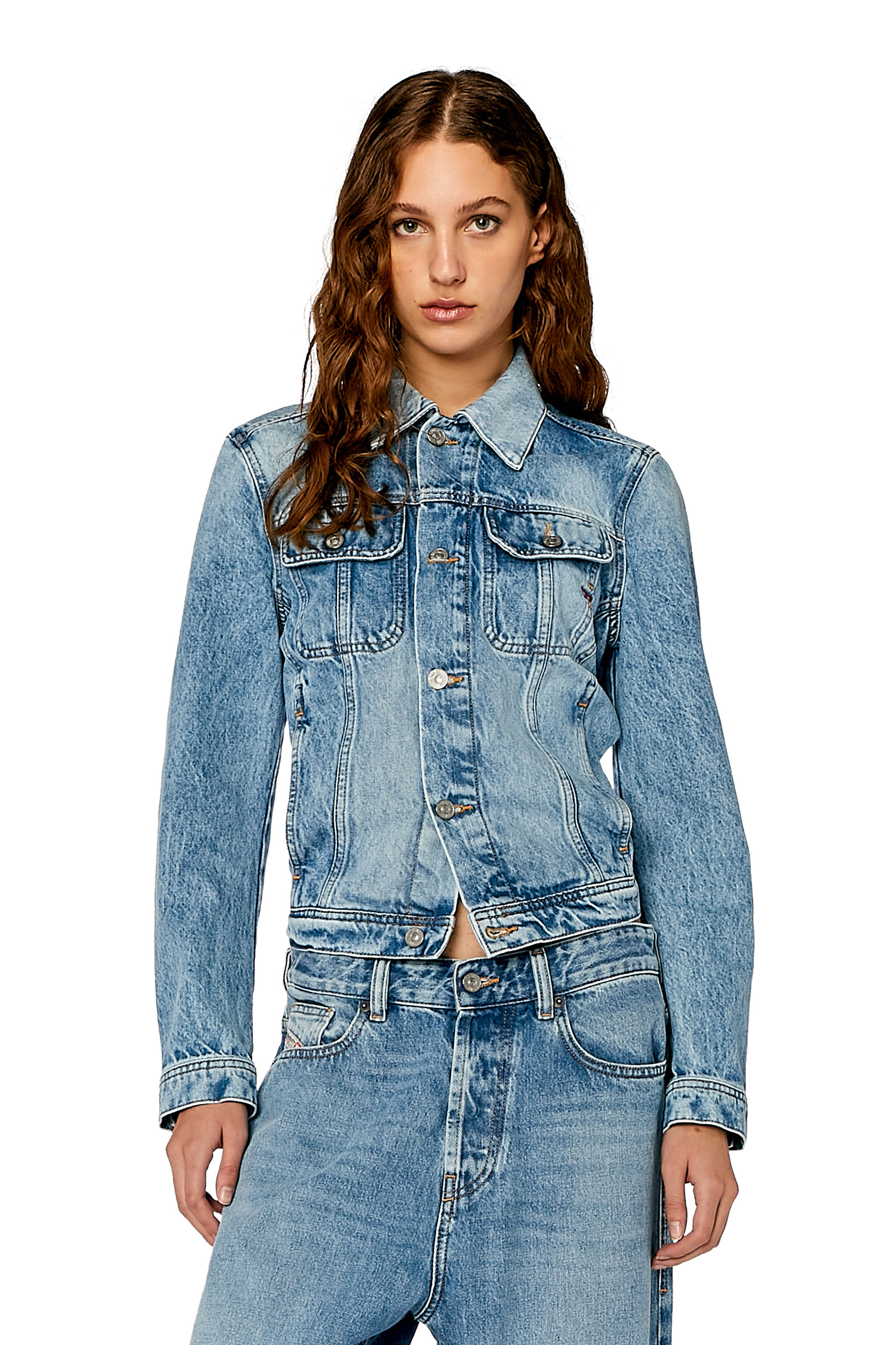 Diesel Trucker Jacket In Denim In Blue