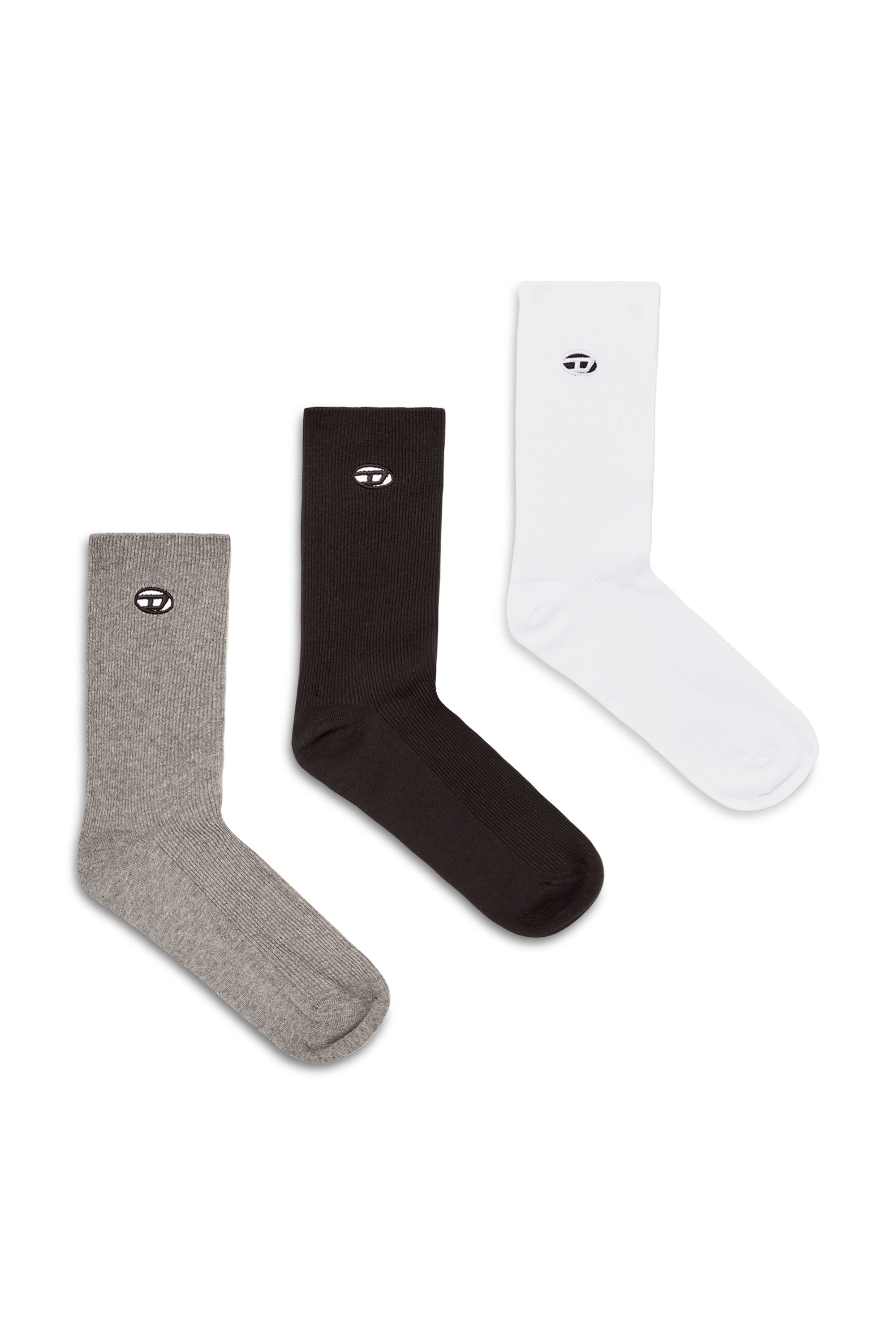 Diesel - Three-pack of cotton socks with Oval D embroidery - Socks - Man - Multicolor