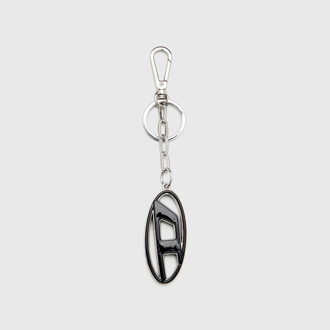Diesel - Metal and resin Oval D keyring - Charms and Keyrings - Man - Black