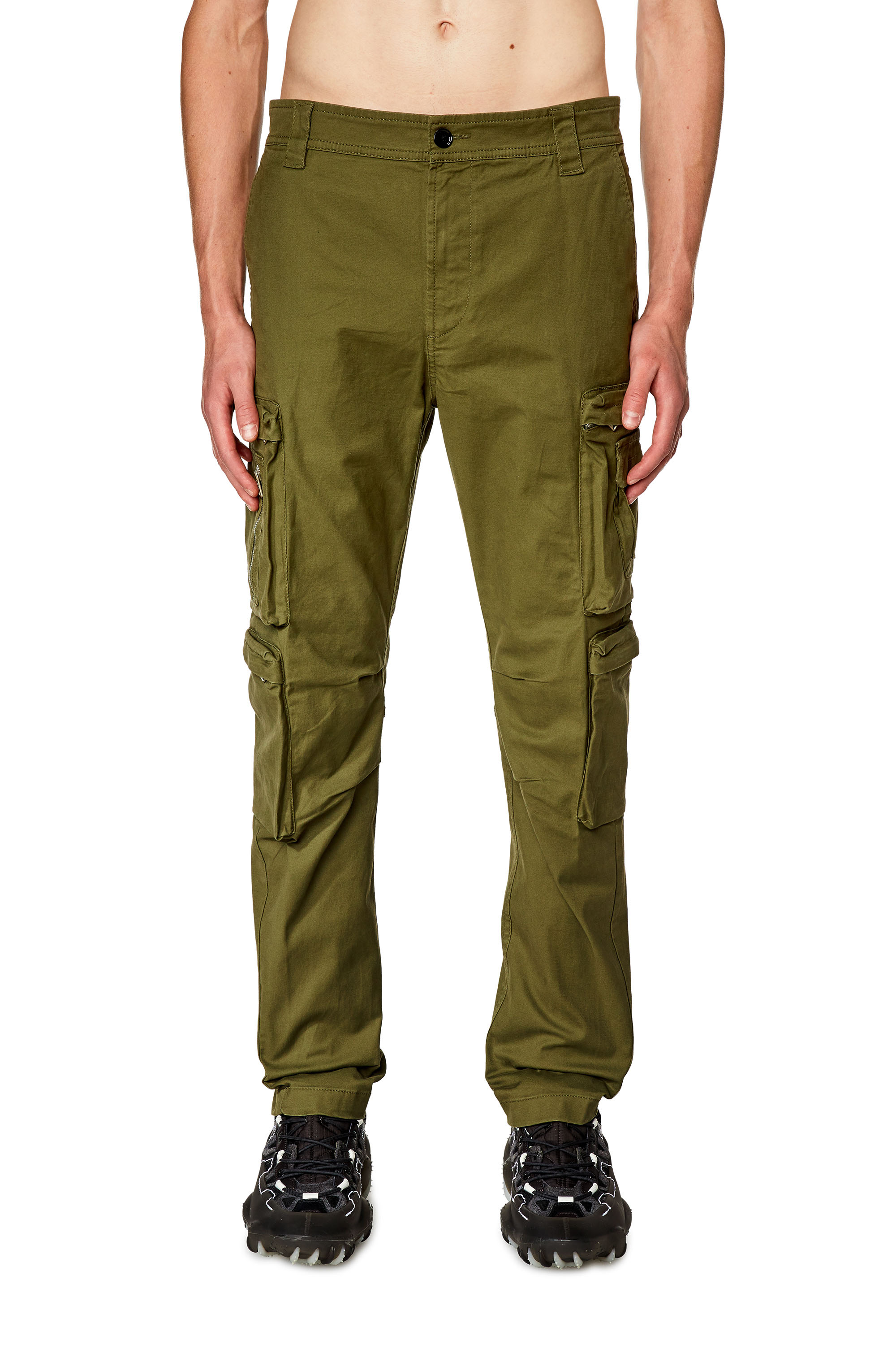 Diesel Cargo Pants With Zip Pocket In Green