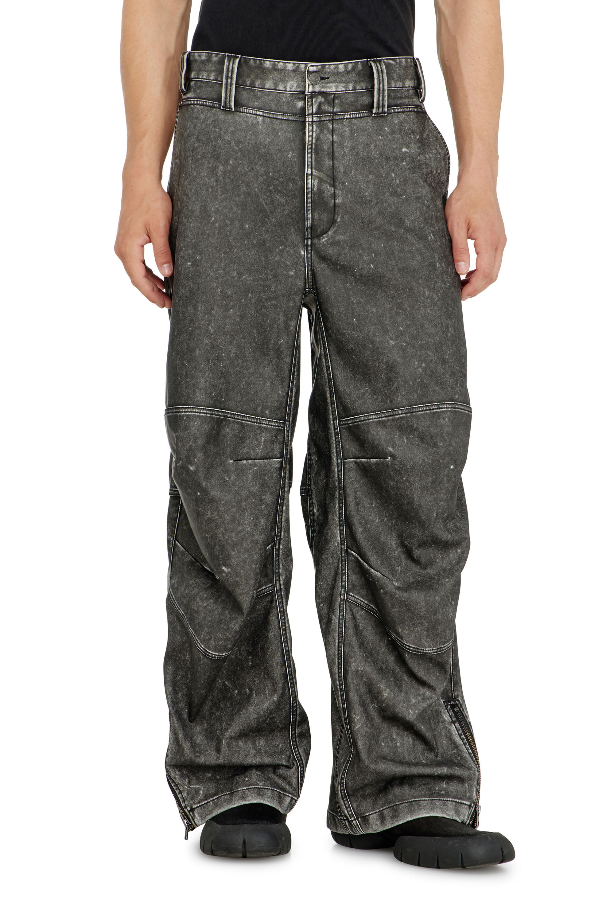 Diesel Men's - Pants In Distressed-Effect Bonded Material - Pants - Man Size 46