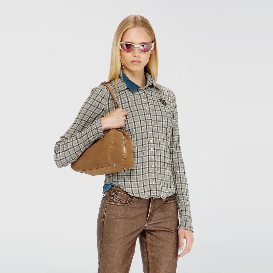 Diesel - Check shirt with seersucker effect - Shirts - Woman - Grey
