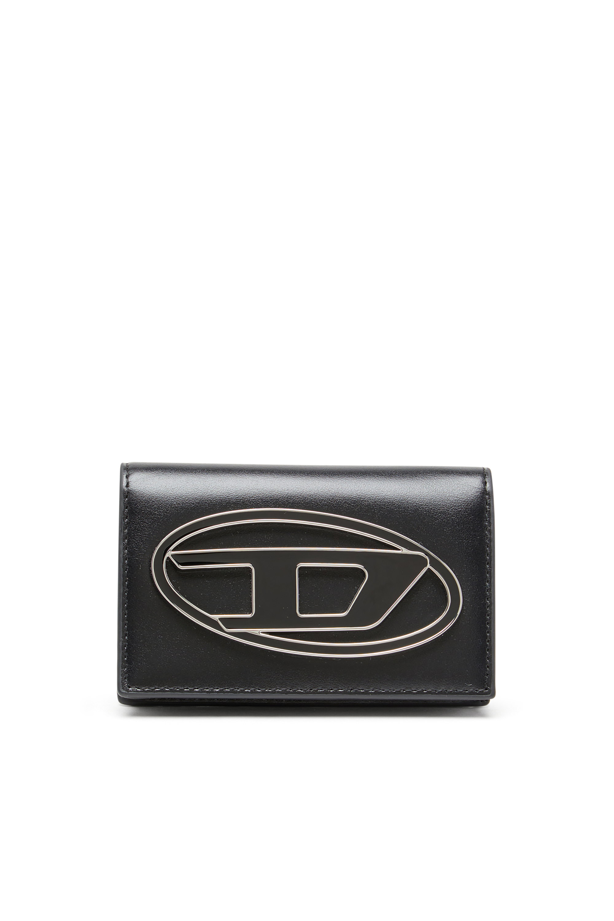 Diesel Women's Black - Leather Card Holder With Enamelled Oval D - Card Cases - Woman Uni