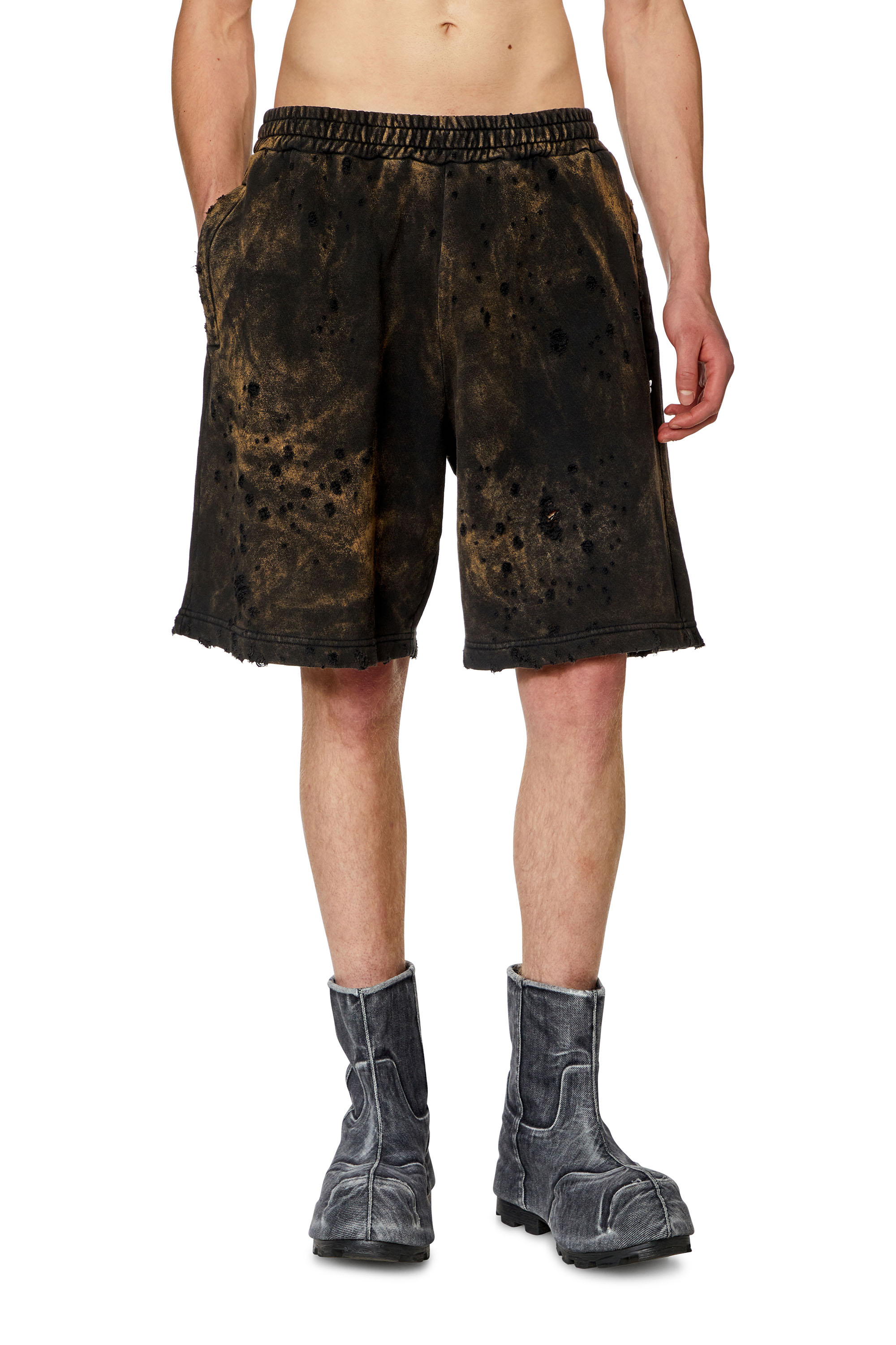 Diesel - Distressed shorts with marbled effect - Shorts - Man - Multicolor
