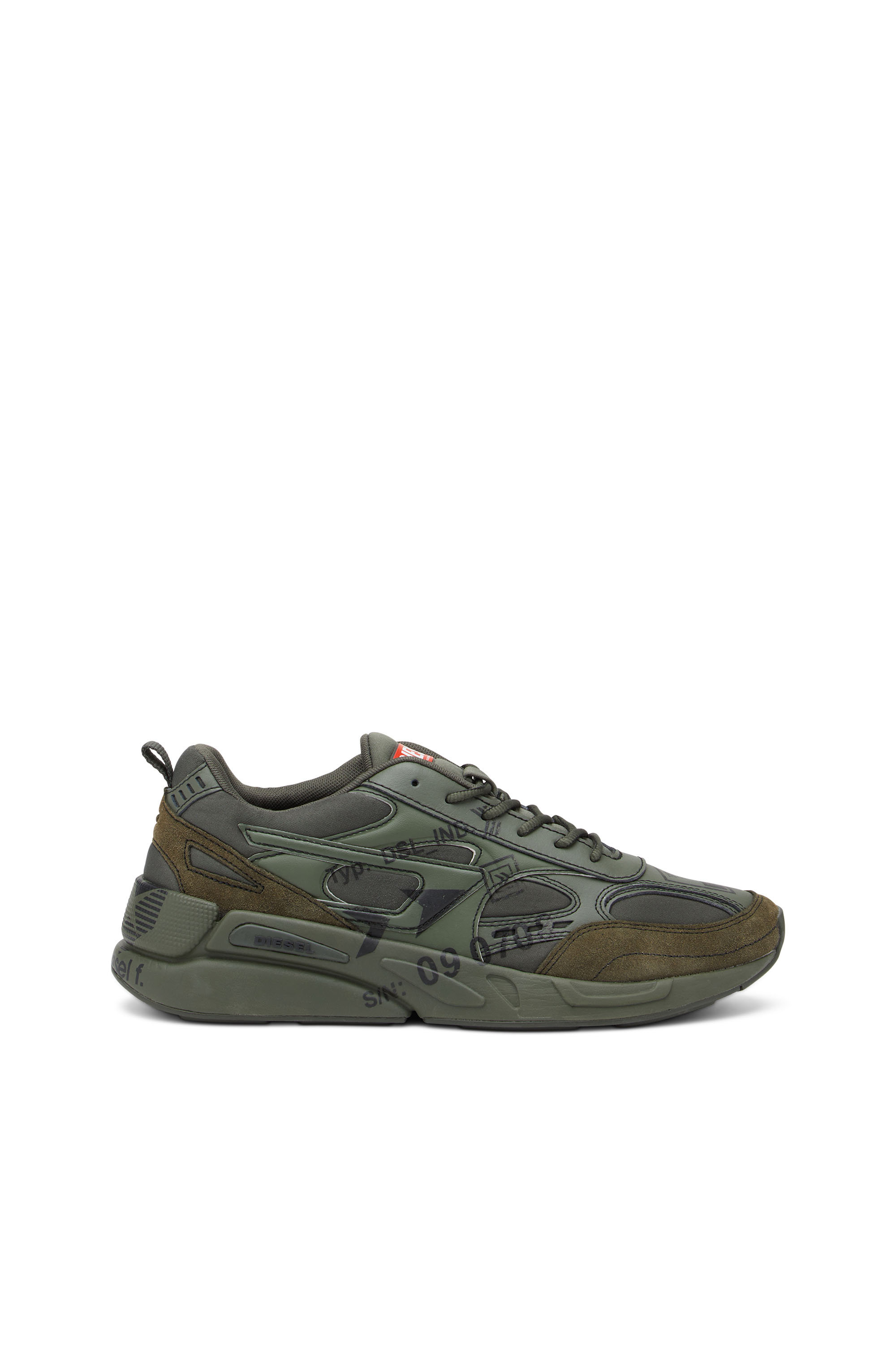 Diesel Sneakers With Graphic Logo Prints In Green