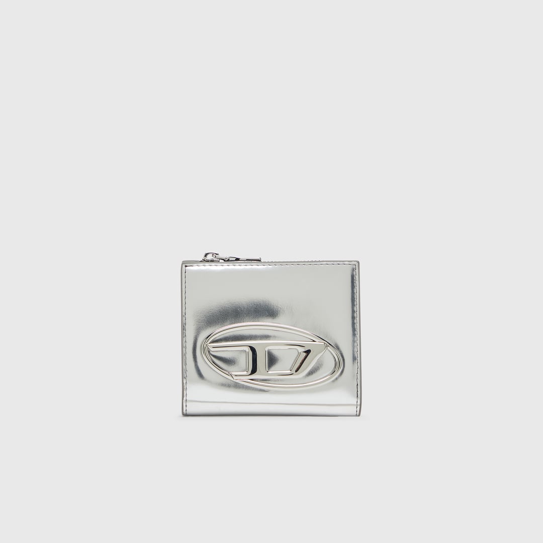 Diesel - Bi-fold card holder in mirrored leather - Small Wallets - Woman - Silver