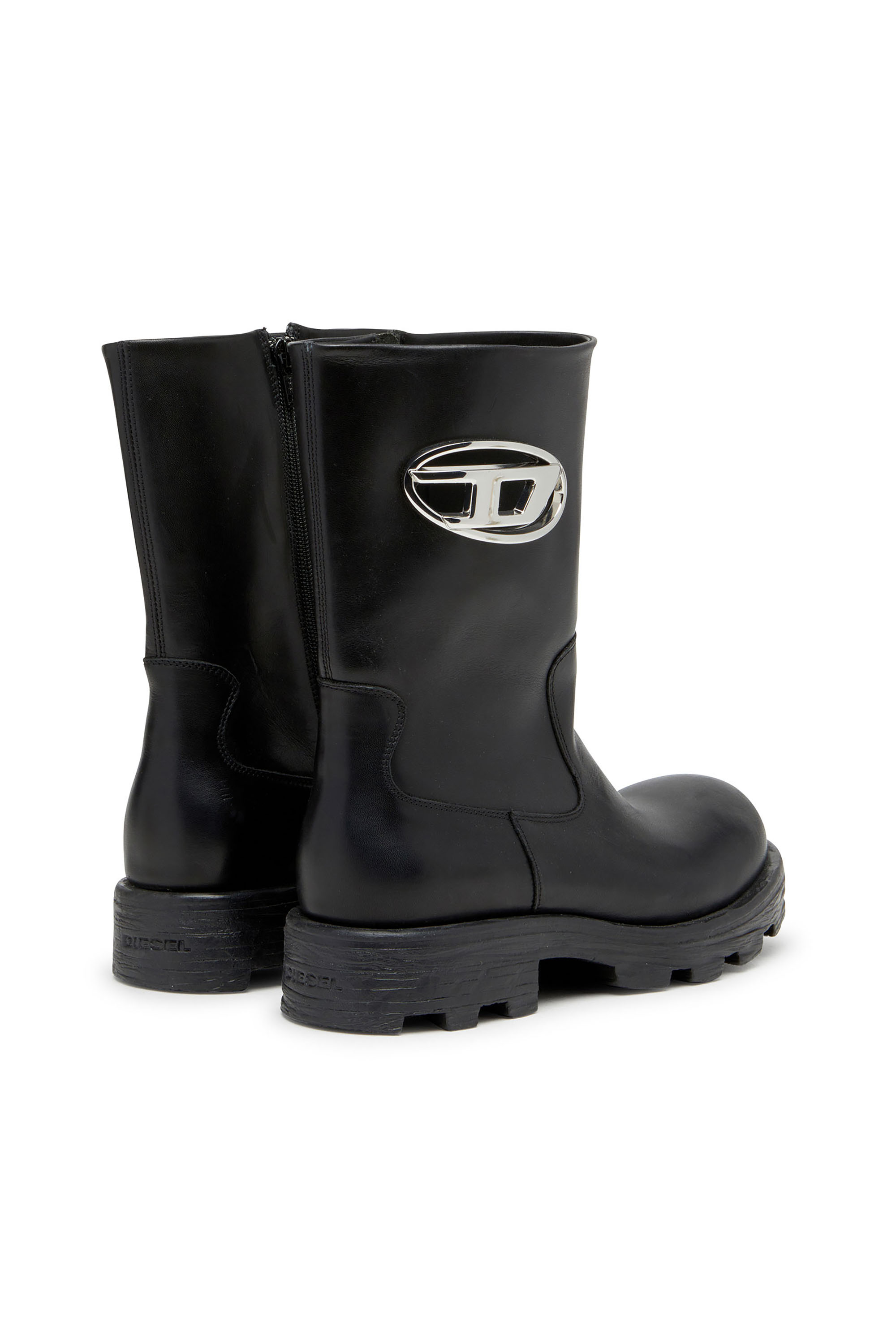 Diesel - D-HAMMER BKR D W, Woman's D-Hammer-Cut-out leather boots with logo hardware in Black - 4