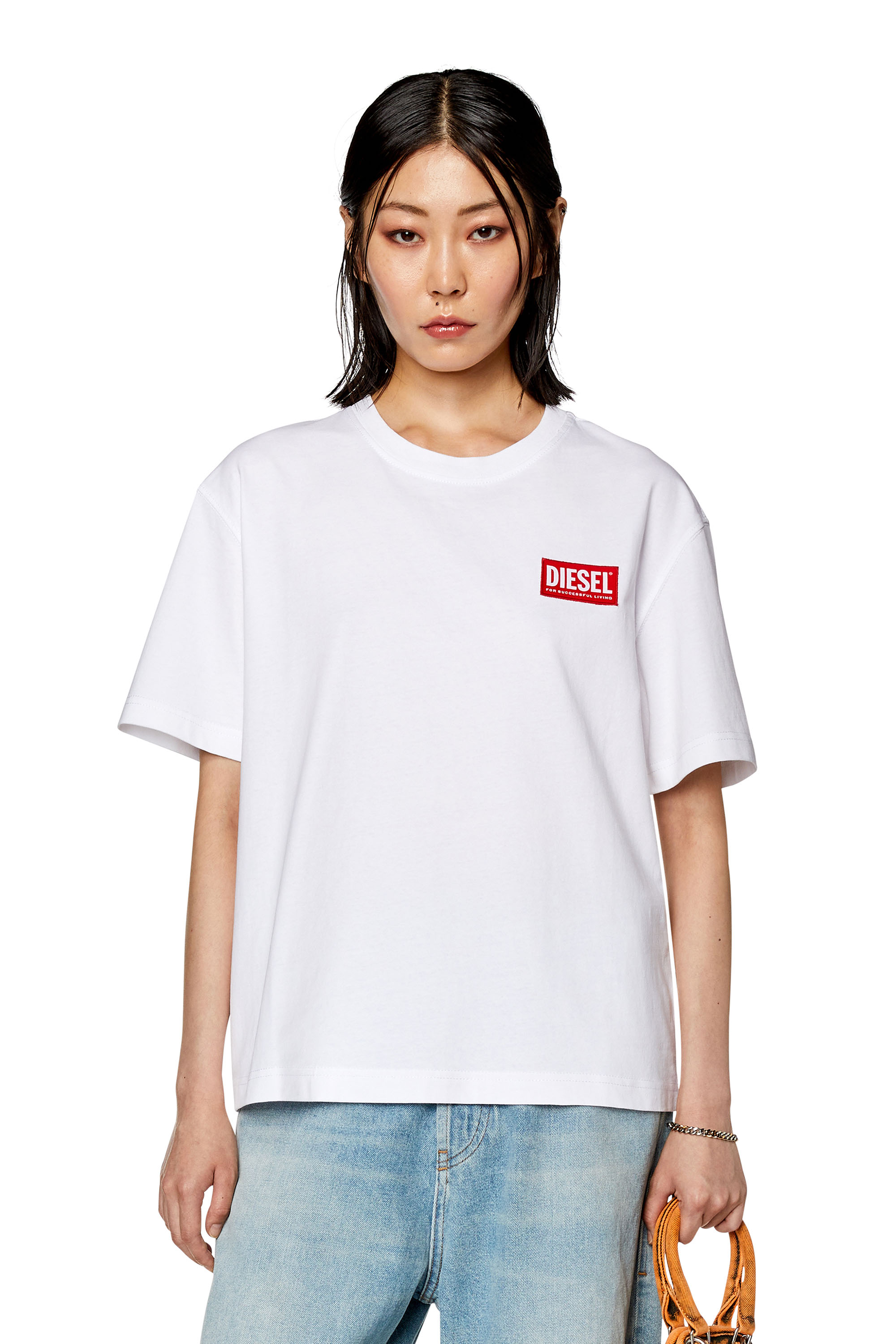 Diesel - T-shirt with diesel logo patch - T-Shirts - Woman - White
