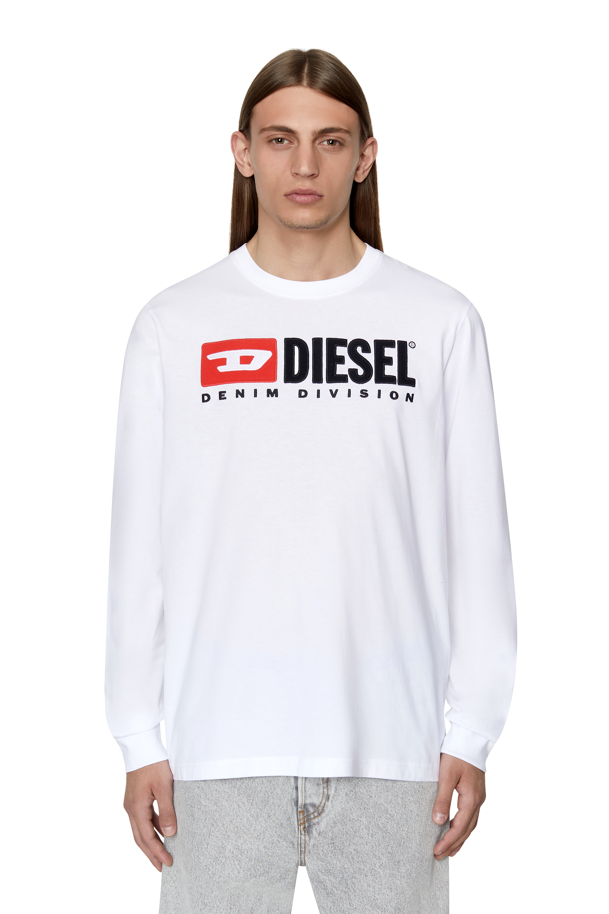 Diesel - Long-sleeve T-shirt with embroidery - T-Shirts - Man - White