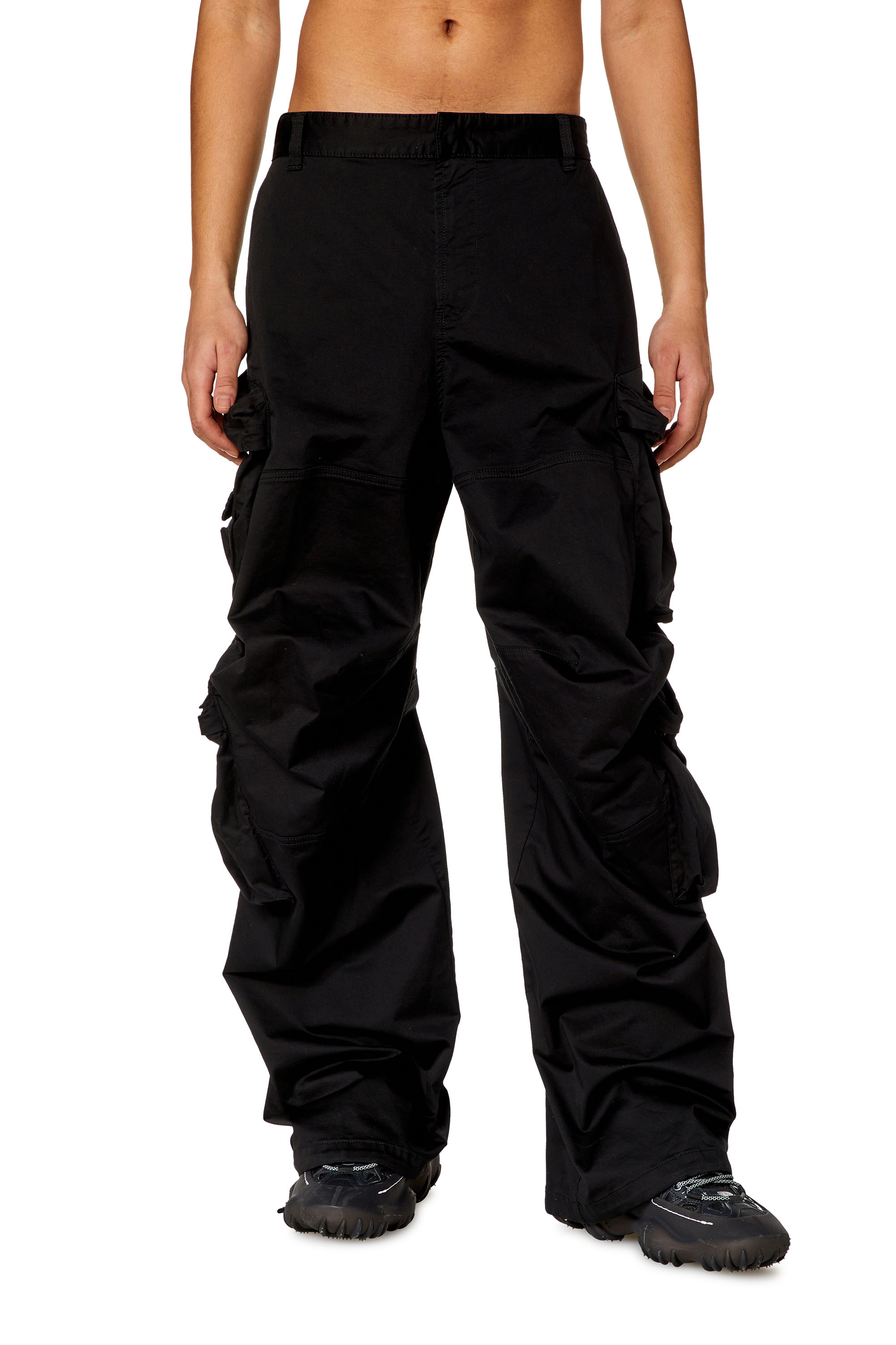 Diesel - Pantalones cargo de satén de algodón elástico - Pantalones - Hombre - Negro