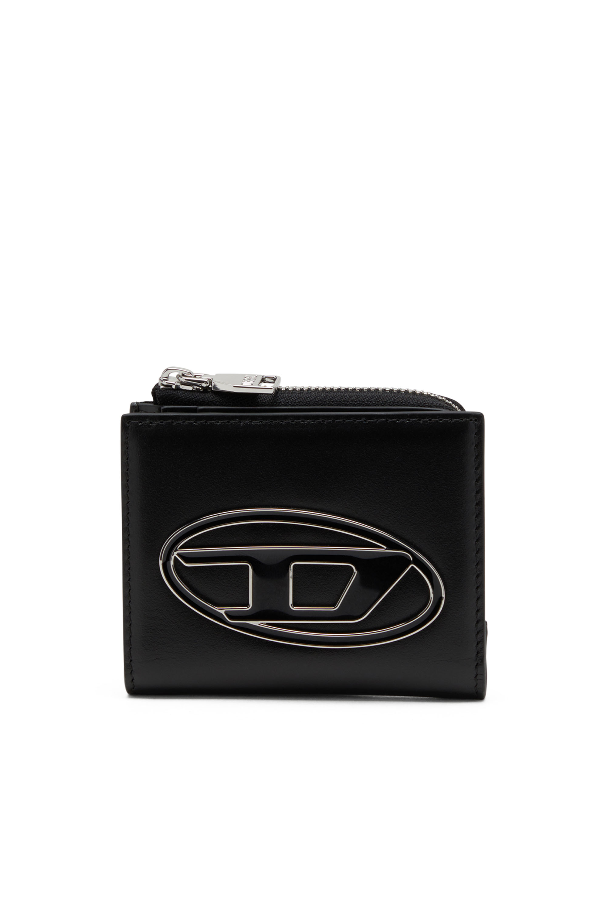 Shop Diesel Bi-fold Card Holder In Nappa Leather In Nero