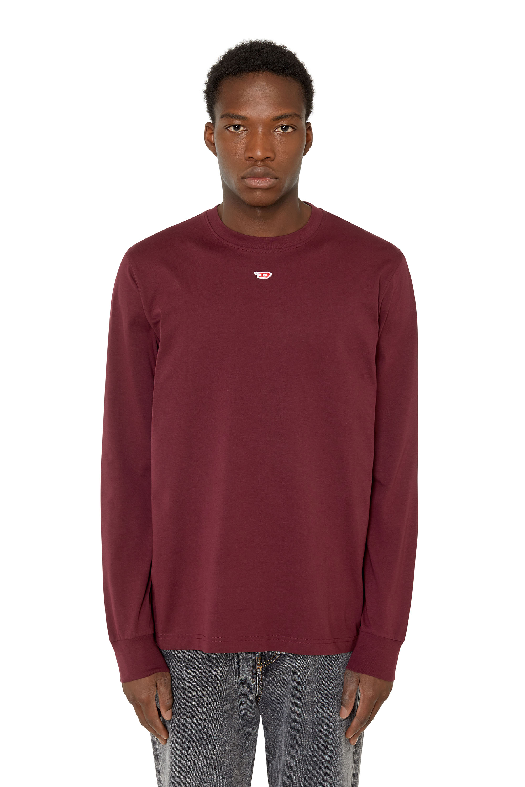 Diesel Long-sleeve T-shirt With Logo Patch In Violet