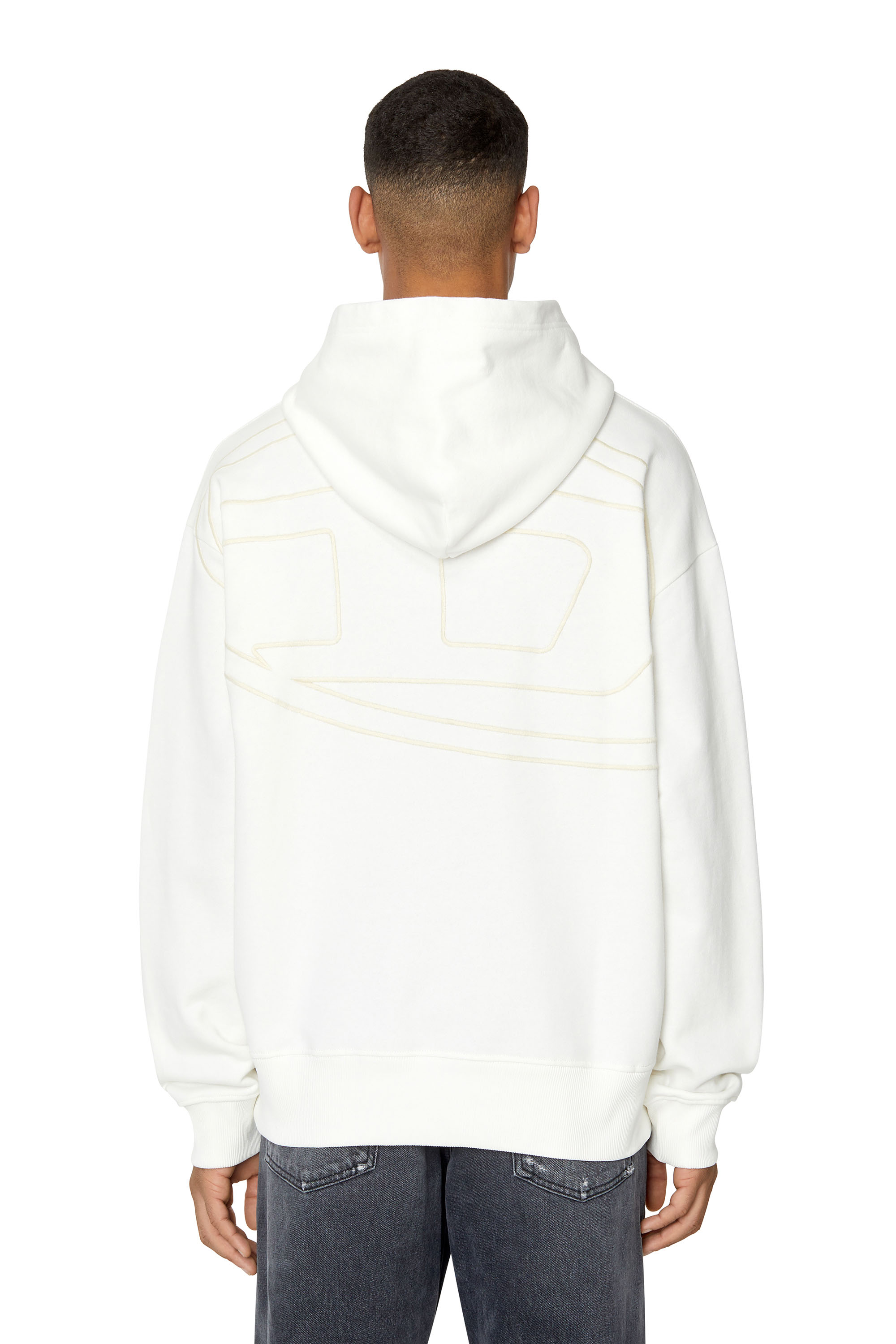 Diesel - Sweat-shirt à capuche avec maxi logo D dans le dos - Pull Cotton - Homme - Blanc