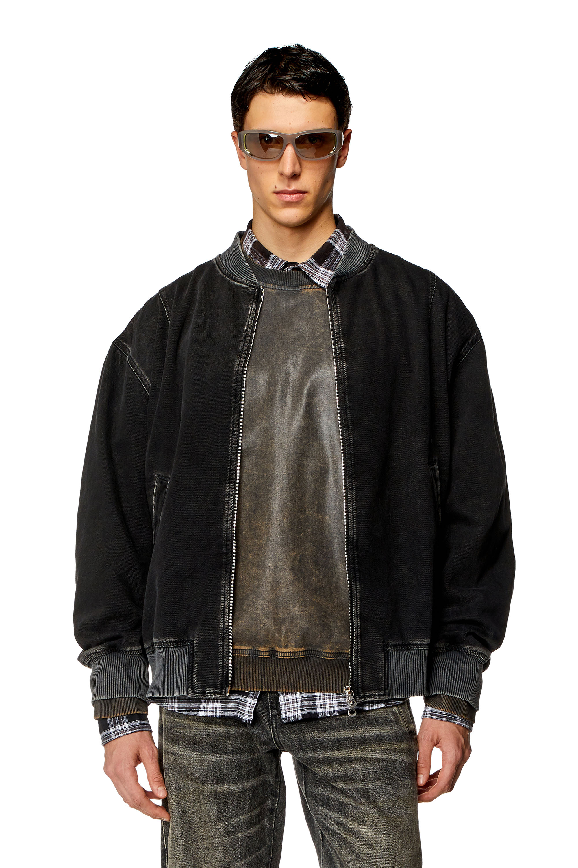 Diesel - Bomber jacket in clean-wash denim - Denim Jackets - Man - Black