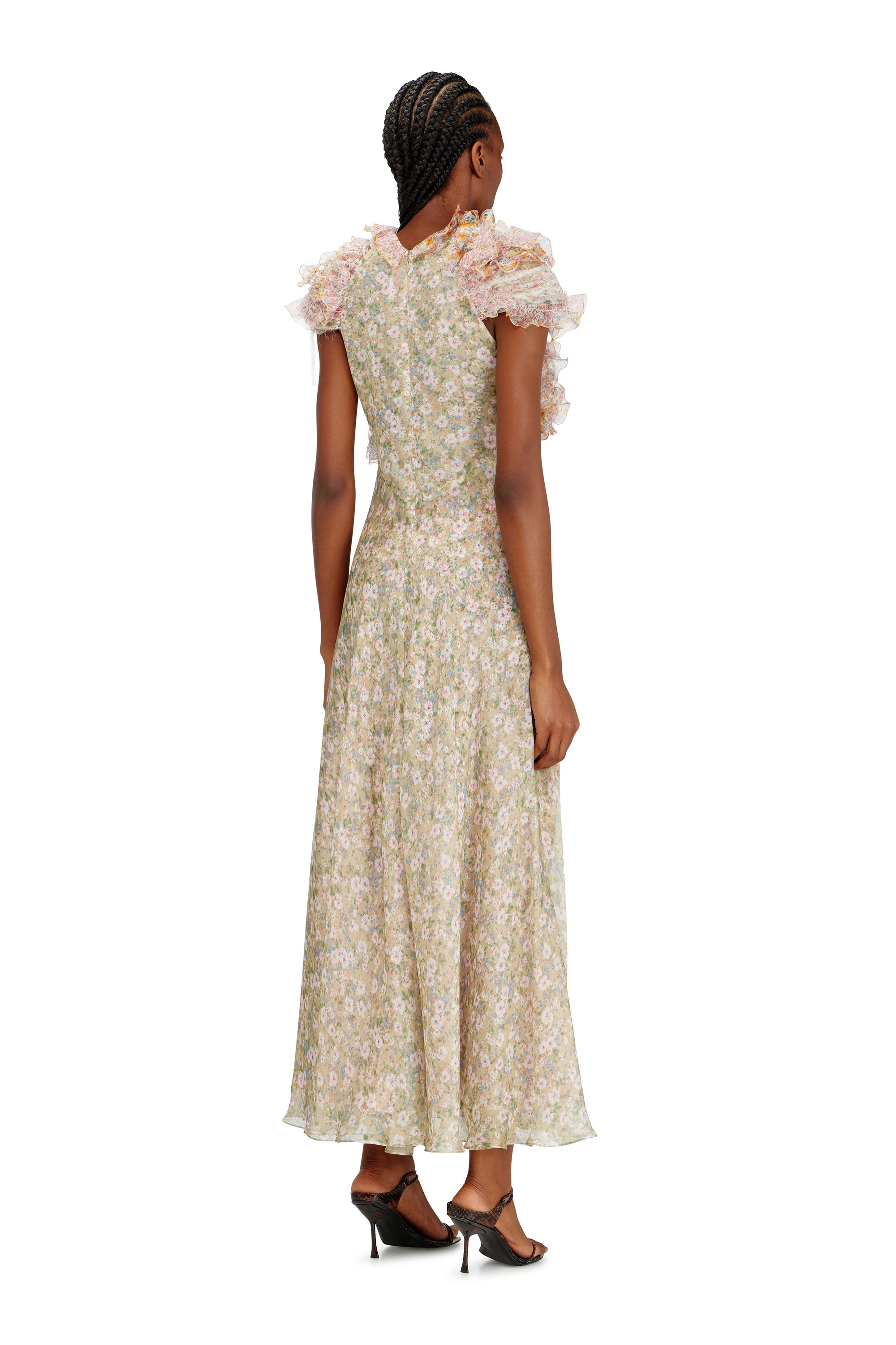 Diesel - D-FIBY, Woman's Silk dress with floral print in Beige - 4