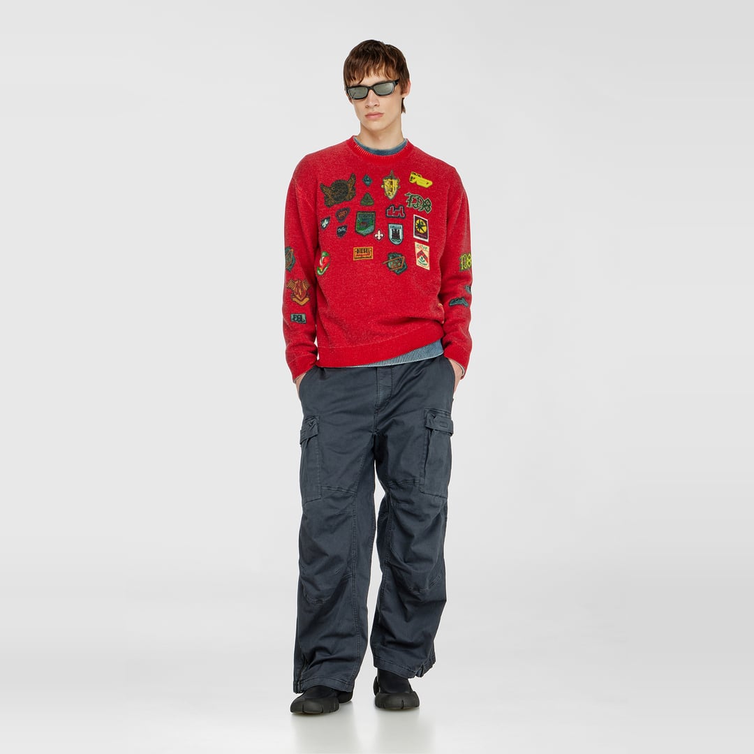 Diesel - Wool jumper with printed patches - Knitwear - Man - Red