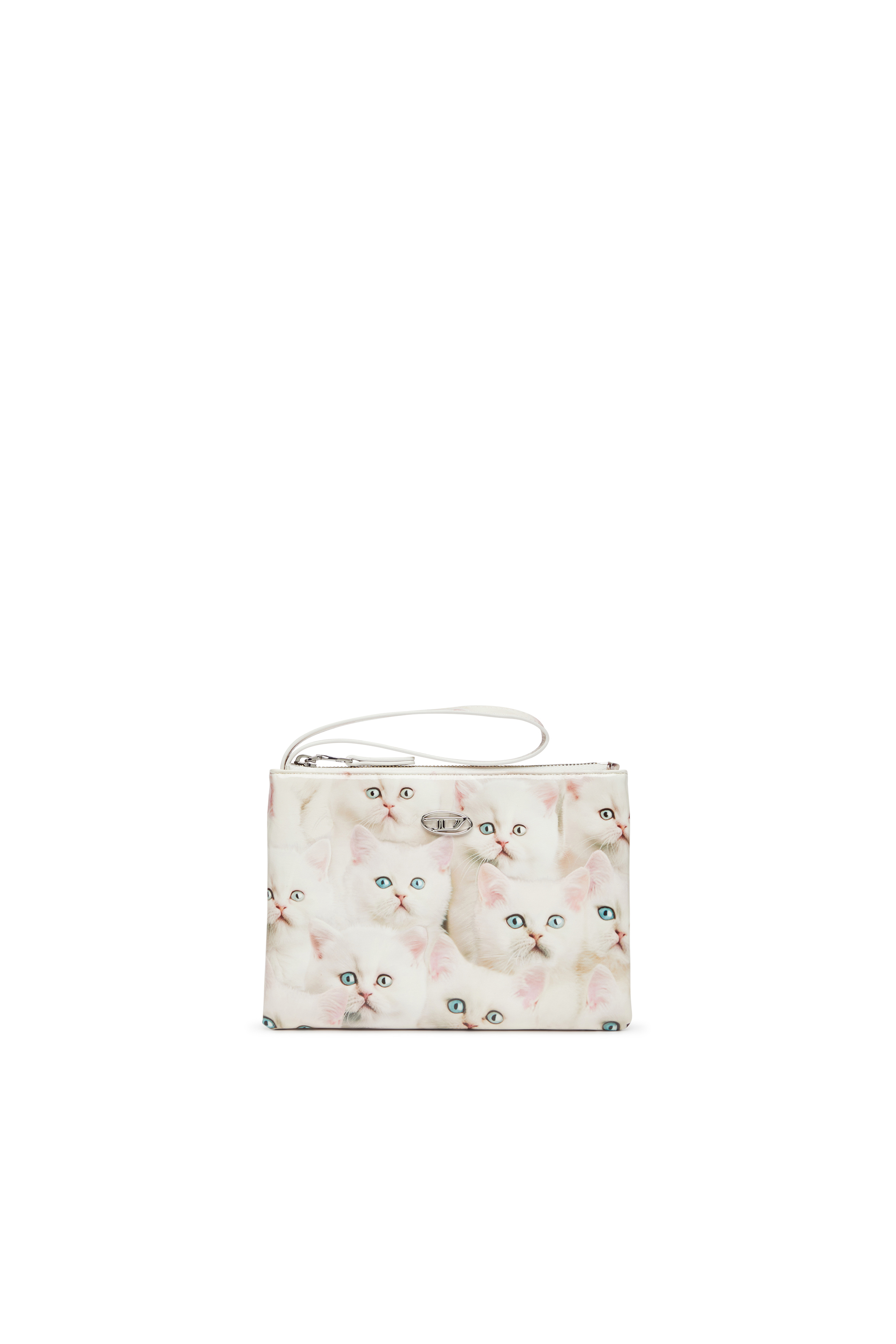 Diesel Pouch In Printed Glossy Pu In White