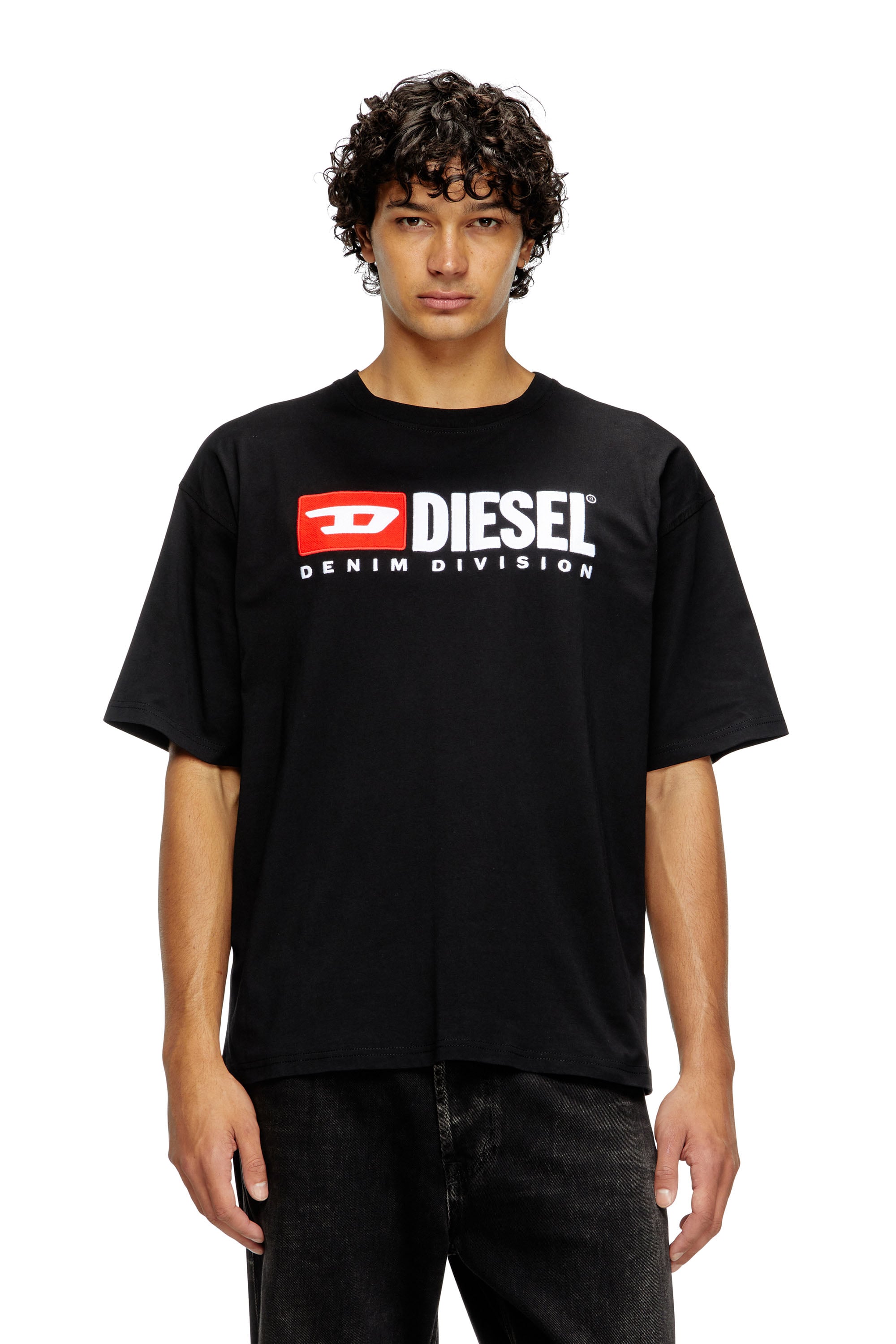 Diesel - T-shirt with Diesel patch logo - T-Shirts - Man - Black
