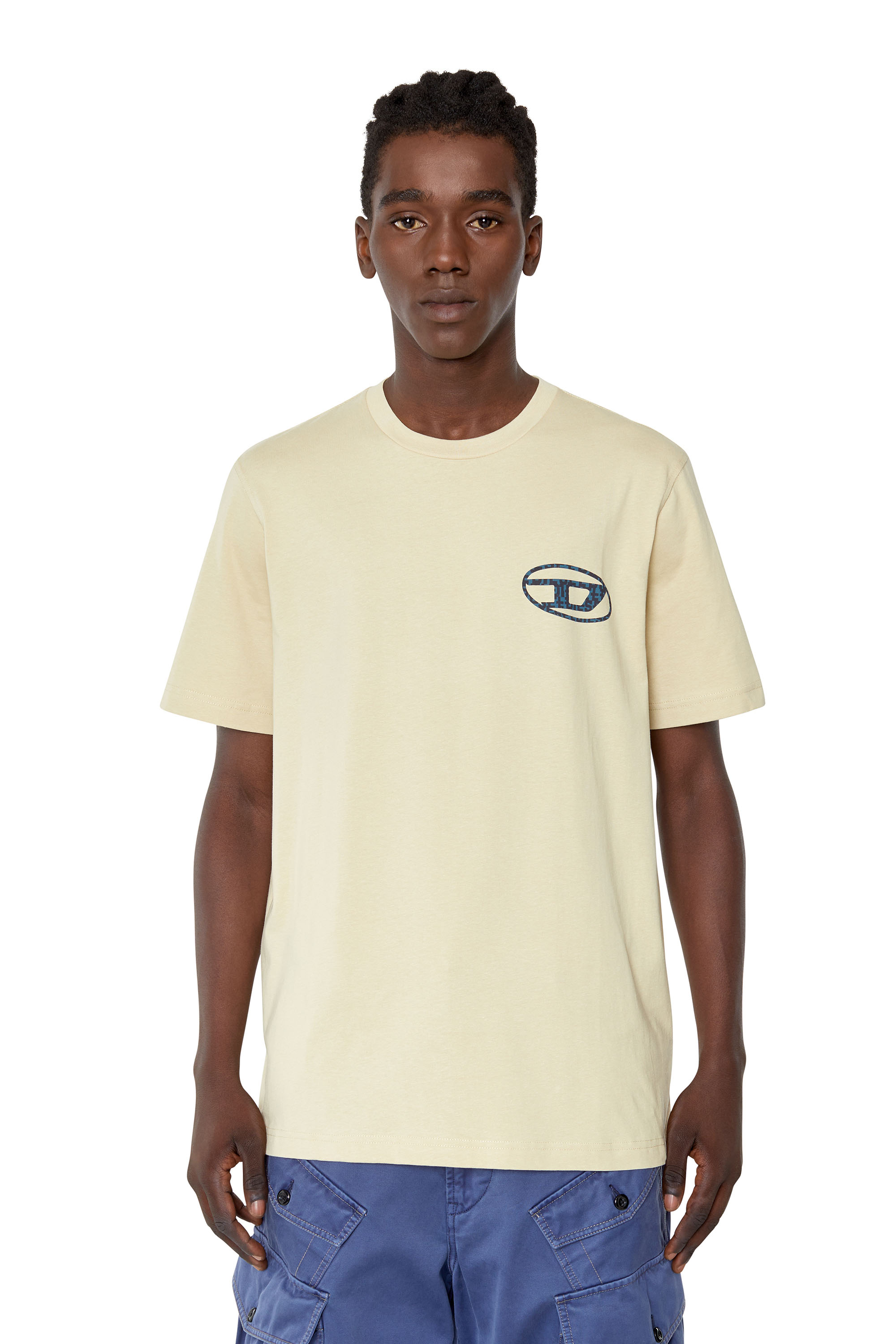 Diesel - T-shirt con stampa del logo oversize - T-Shirts - Uomo - Beige