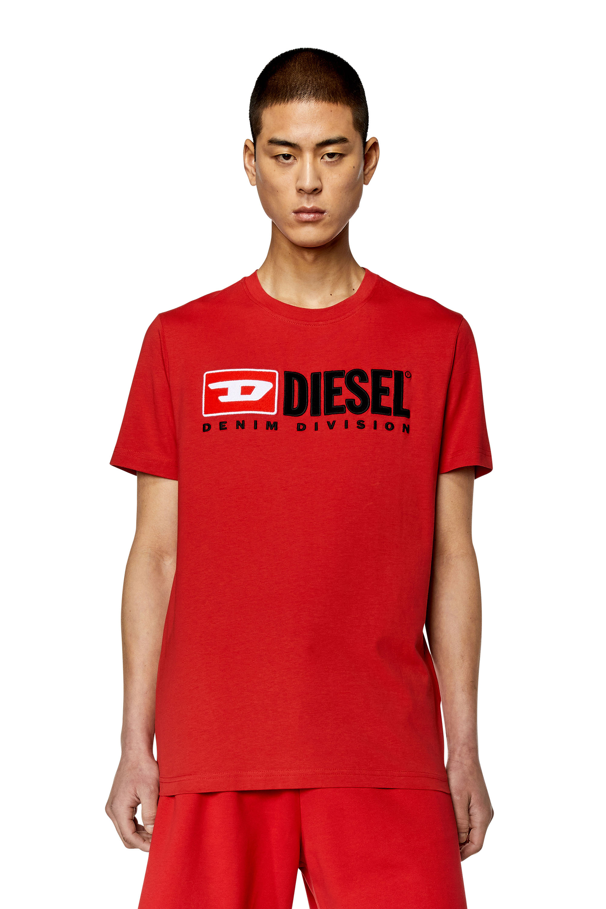 Diesel - T-shirt with embroidered logo - T-Shirts - Man - Red