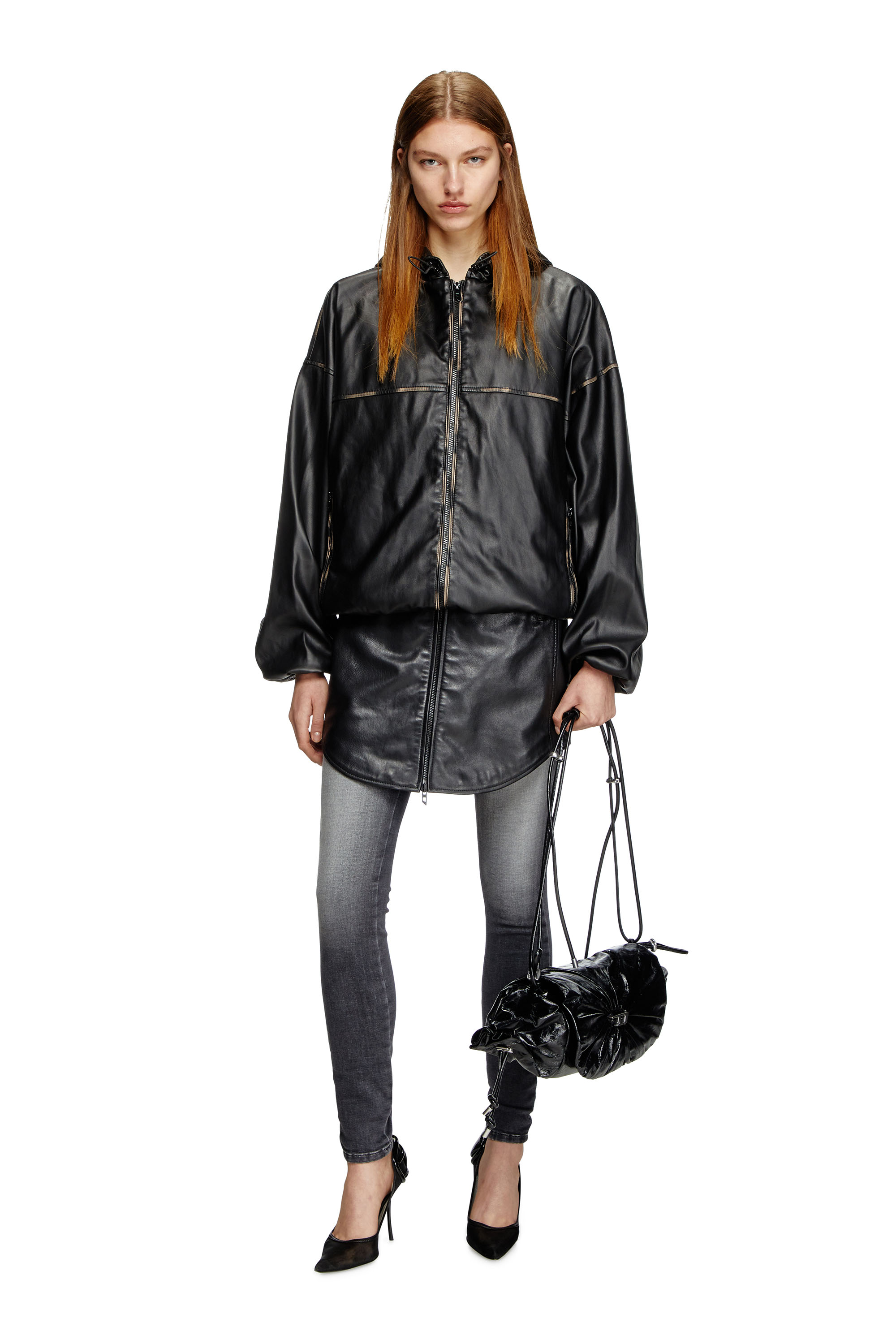 Diesel - J-ANTIL, Unisex's Distressed hooded jacket in Black - 4