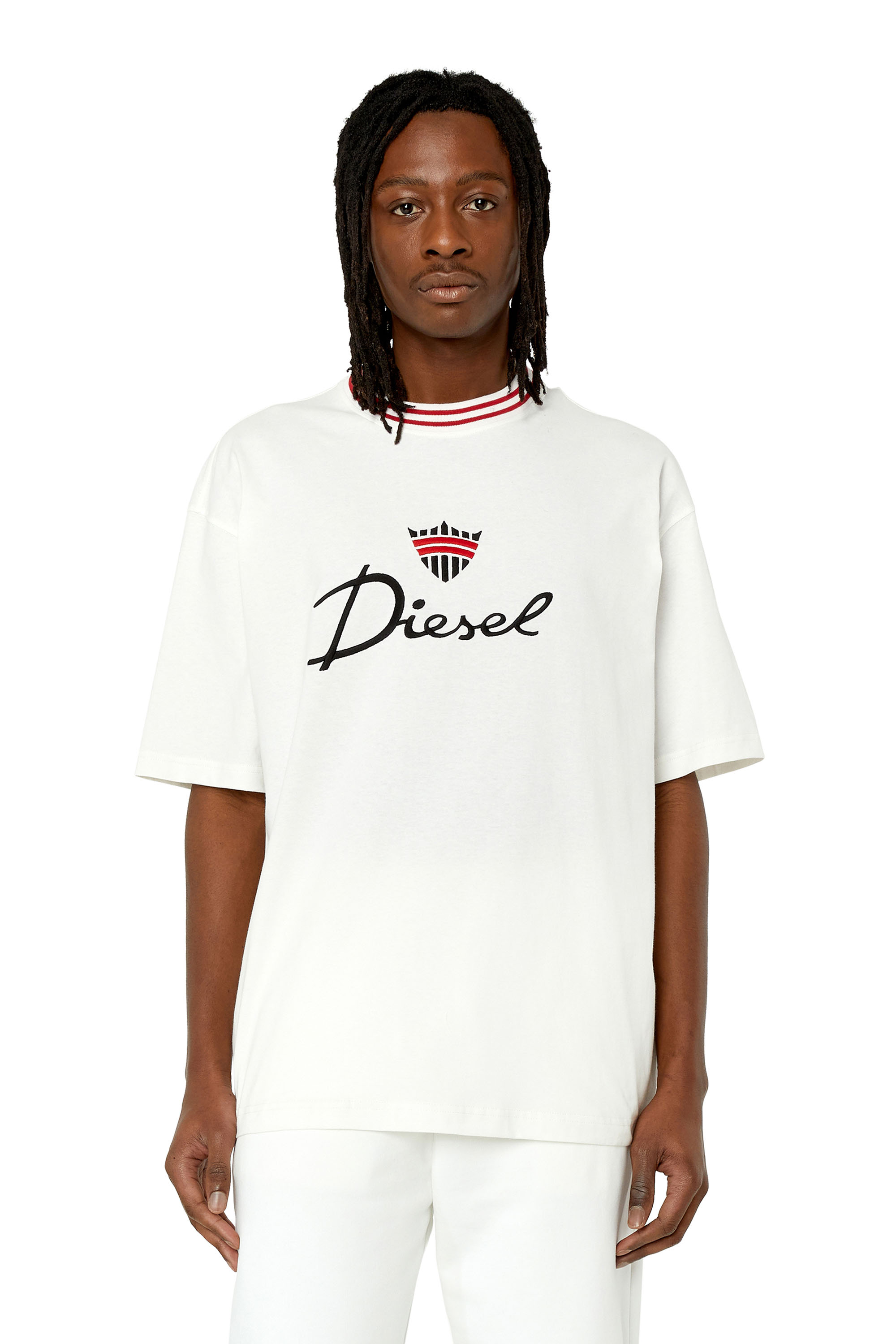 Diesel T-shirt With Crown Logo Embroidery In White | ModeSens