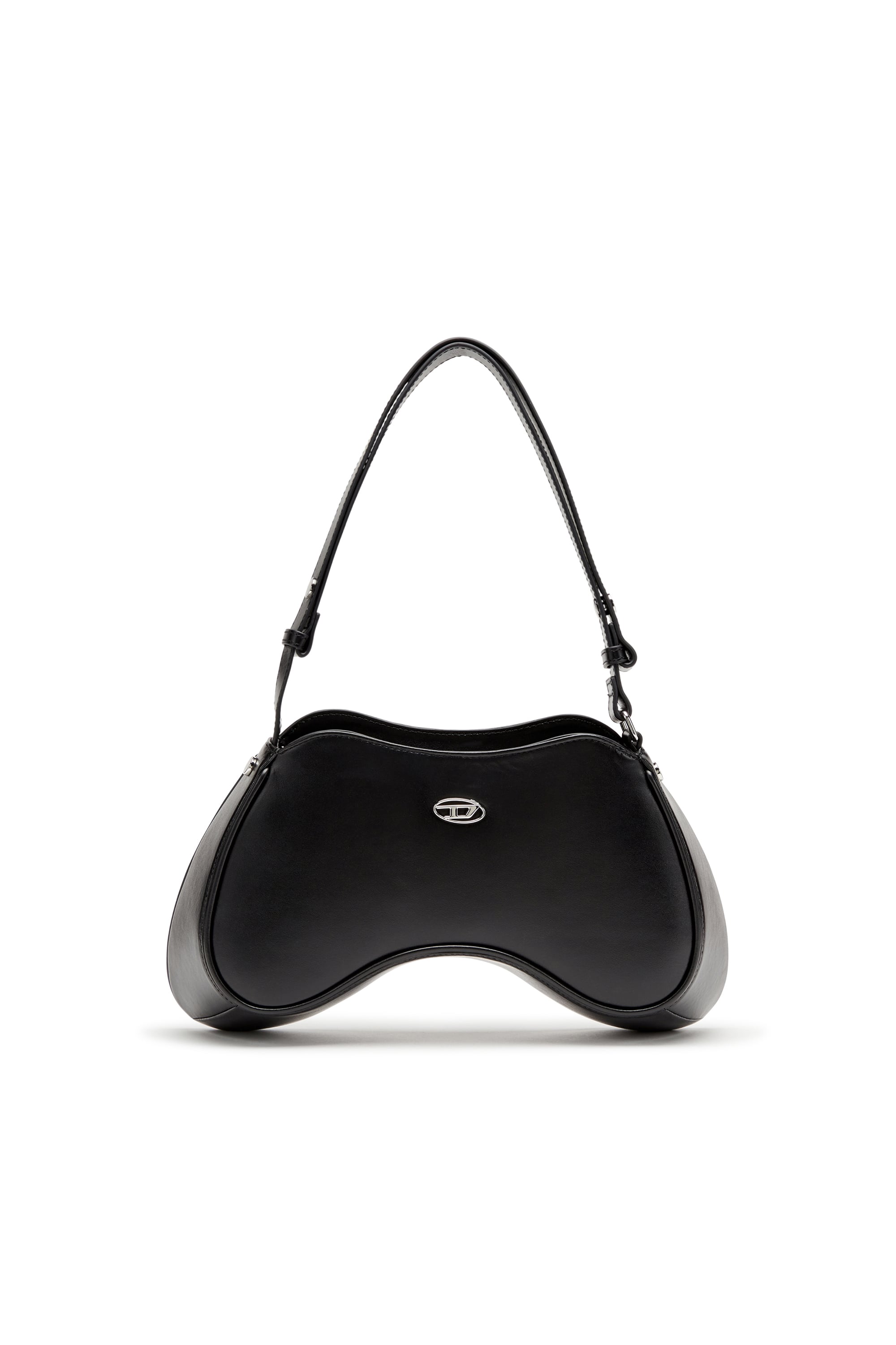 Diesel - Play-Semi gloss leather shoulder bag - Shoulder Bags - Woman - Black