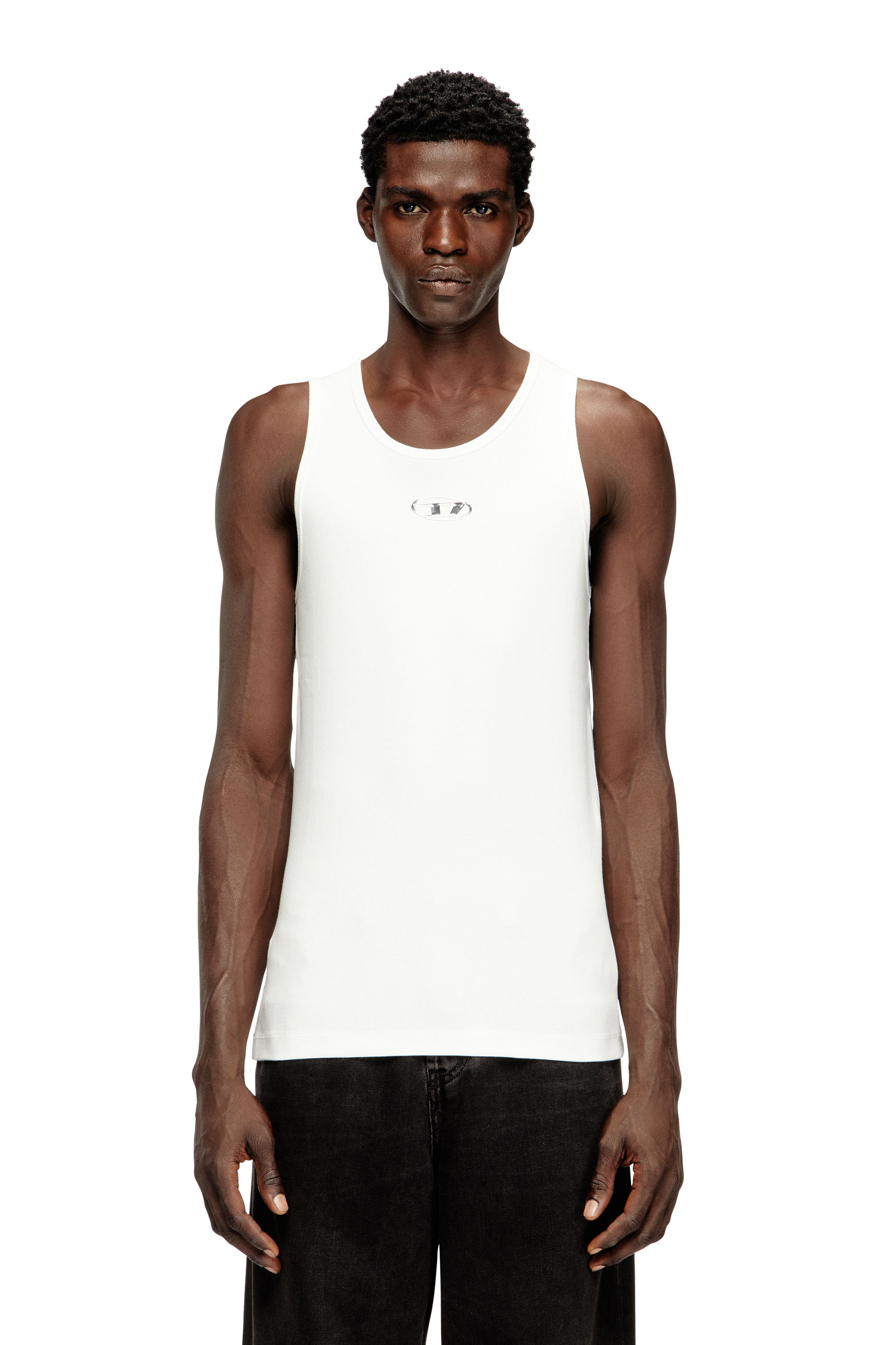 Diesel Bianco Uomo - Canotta In Cotone Con Logo - T-Shirts Extra Piccolo