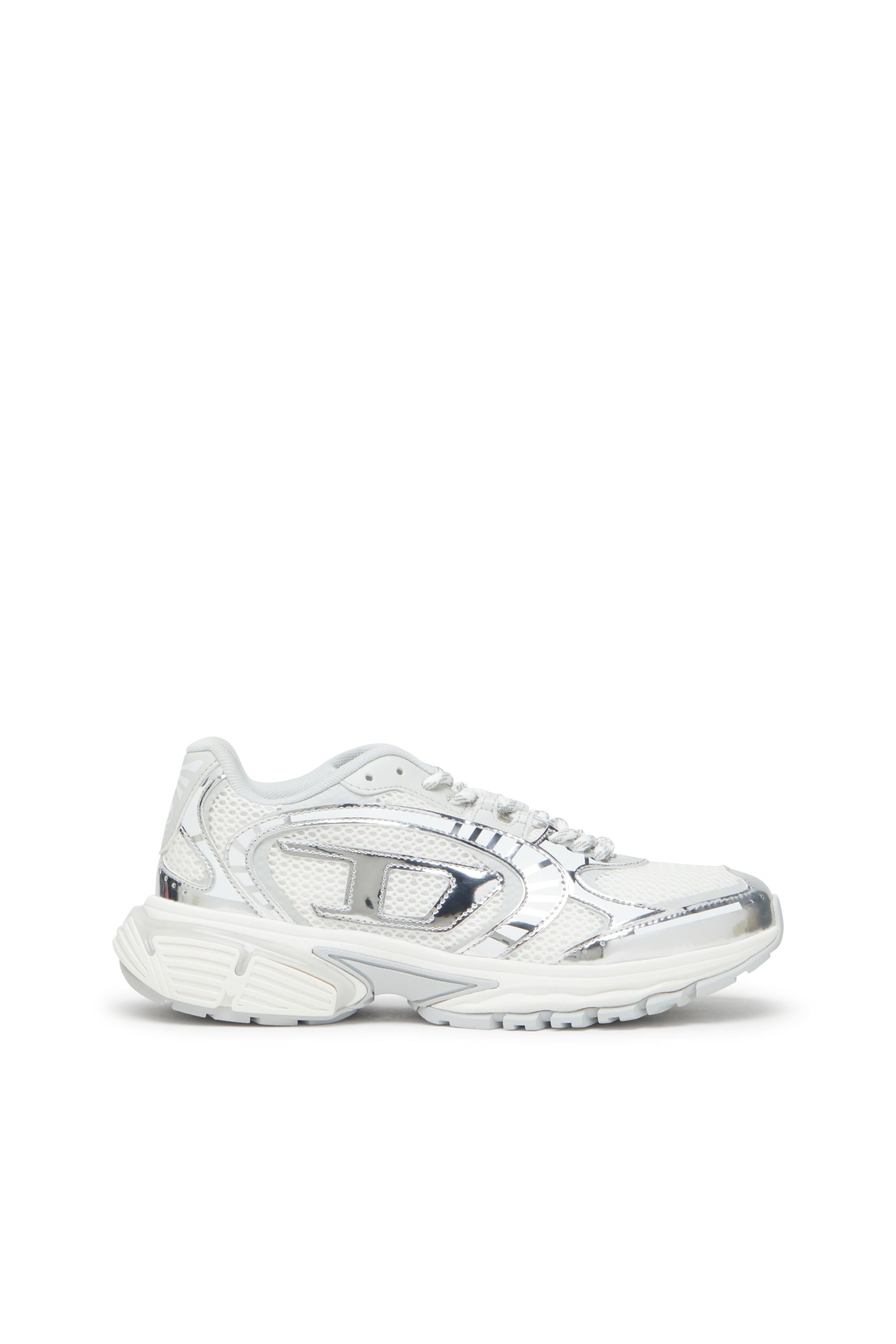 Diesel - S-Pro-V-Dense-Metallic mesh sneakers with Oval D logo - Sneakers - Woman - White
