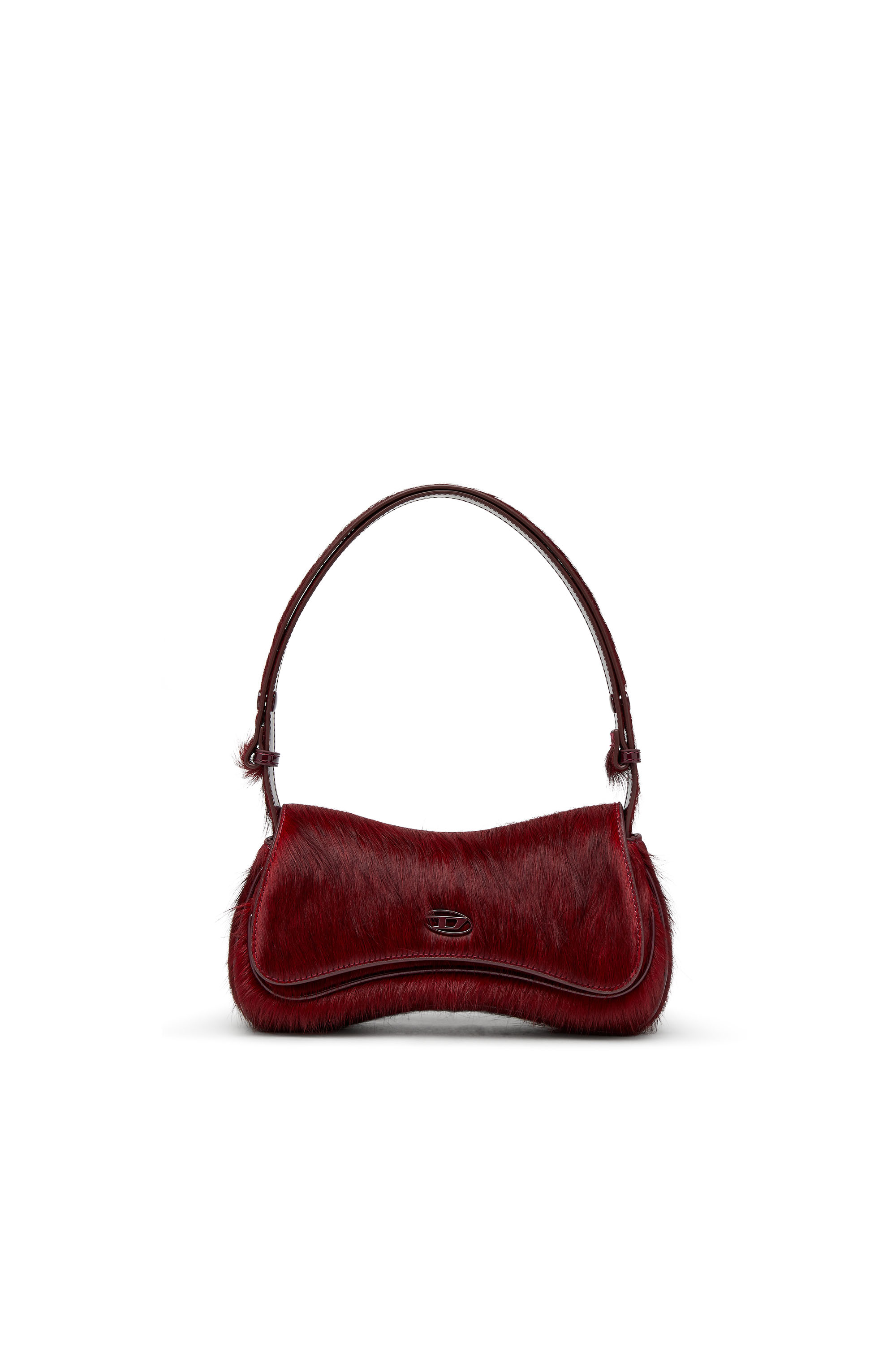 Diesel Bordeaux Synthetic Fur Shoulder Bag With Logo In Red