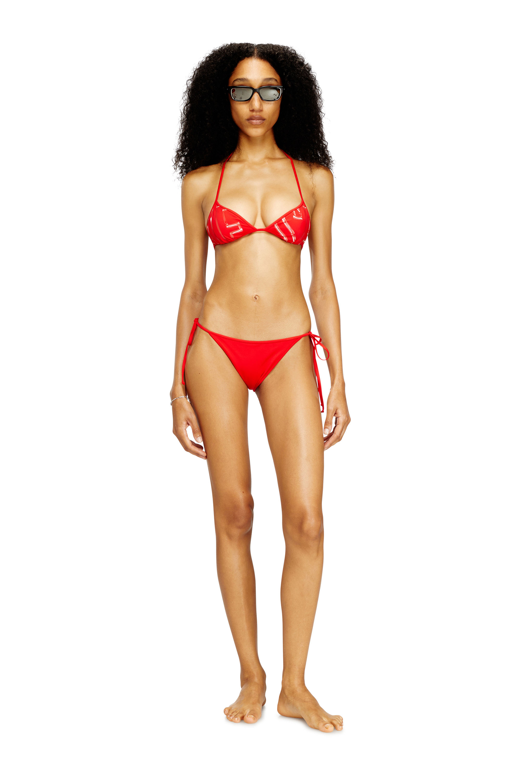 Diesel - TAYLOR-D-CORE, Woman's Nylon bikini bottoms with side ties in Red - 2