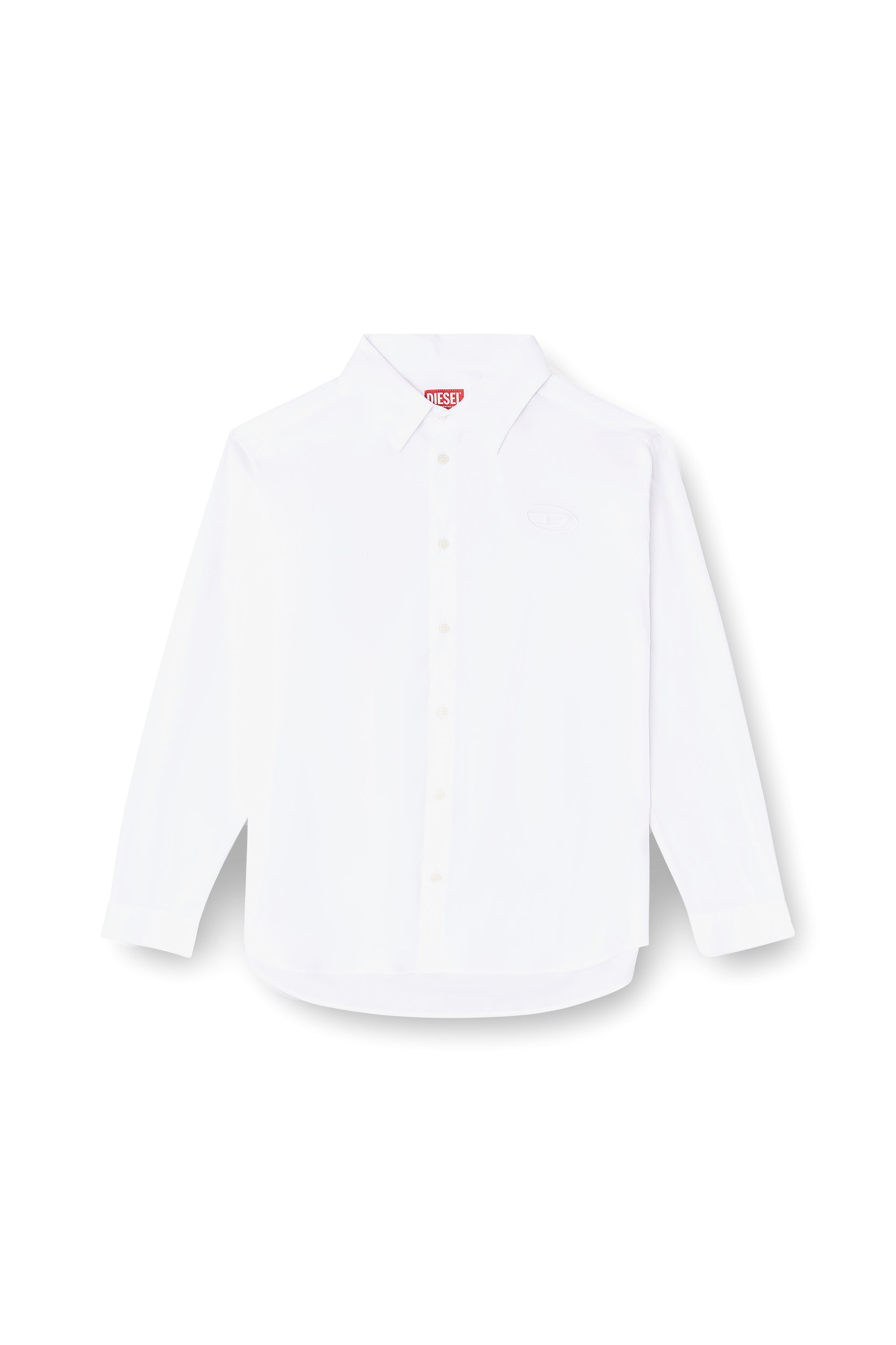 Diesel - S-SIMPLY-GSBH, Man's Stretch poplin shirt with embroidery in White - 3