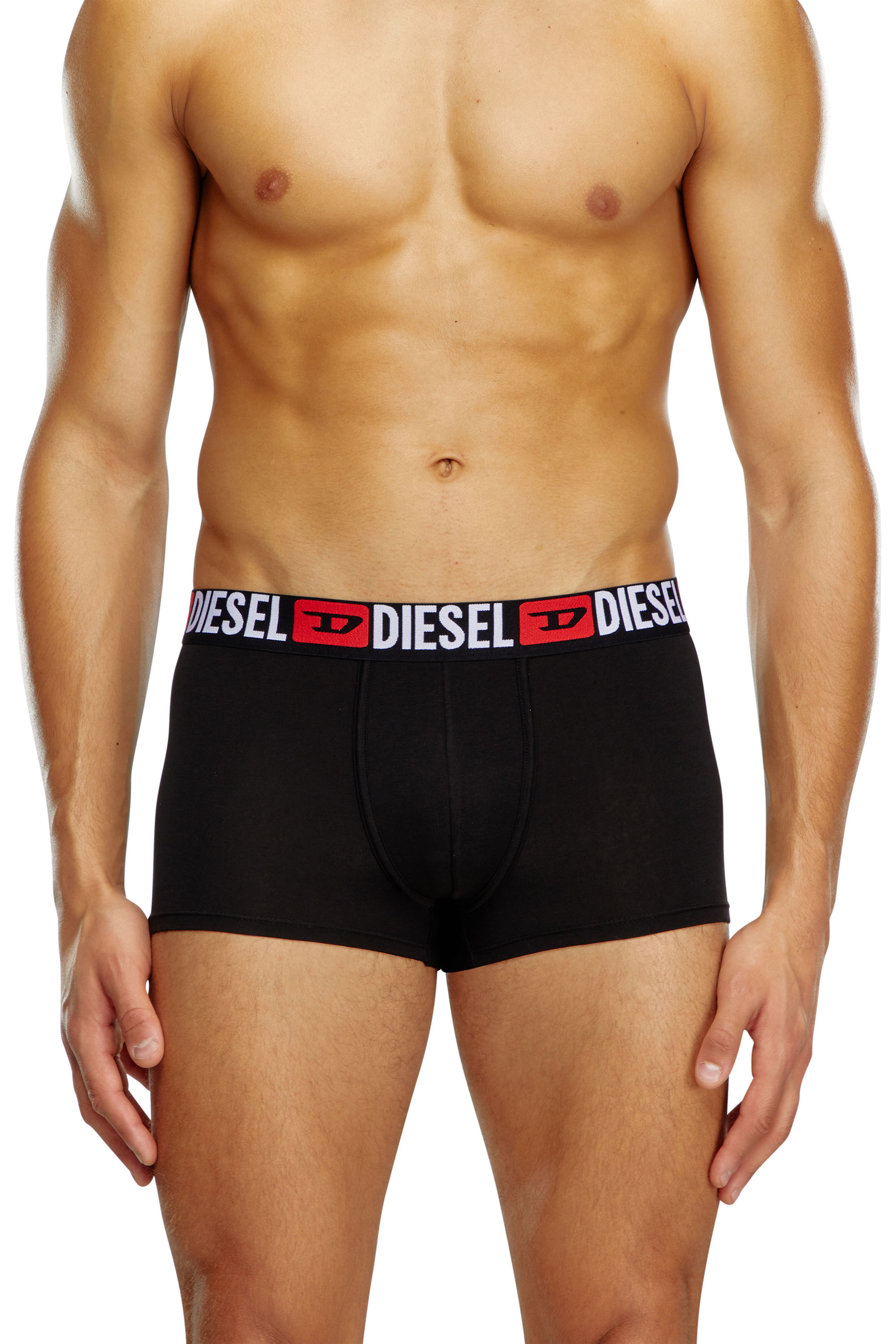 Shop Diesel Three-pack Of All-over Logo Waist Boxers In Black