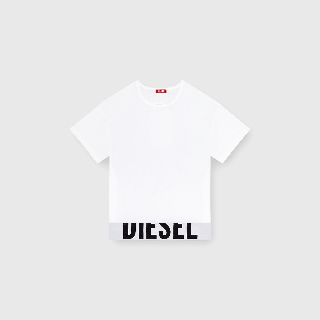 Diesel - Top crop sportif avec bande à logo - Haut - Femme - Blanc