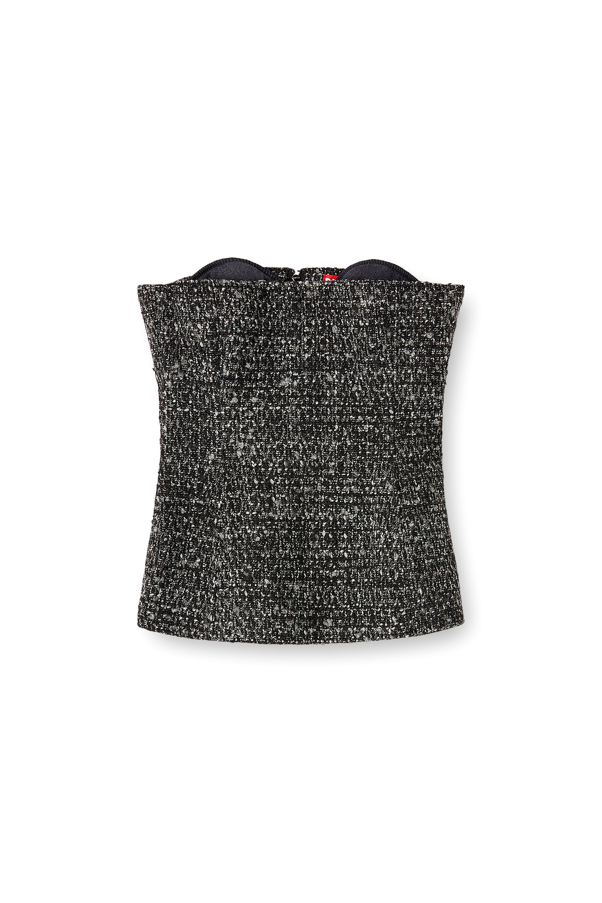 Diesel - T-ORSET, Woman's Boucl&eacute; corset top with ultra-low cut in Black - 3