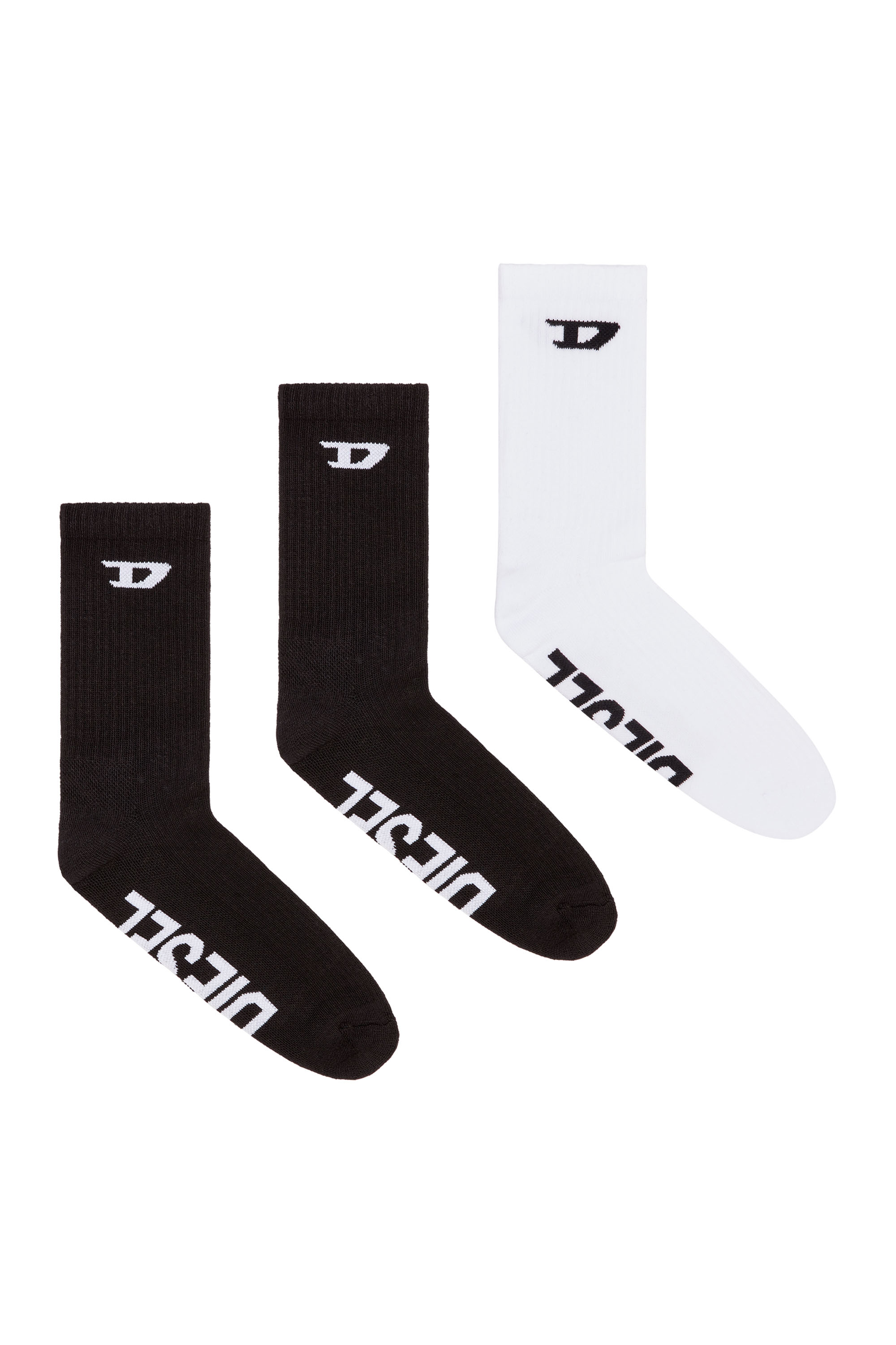 Shop Diesel 3-pack Of Ribbed Socks With D Logo In Multicolor