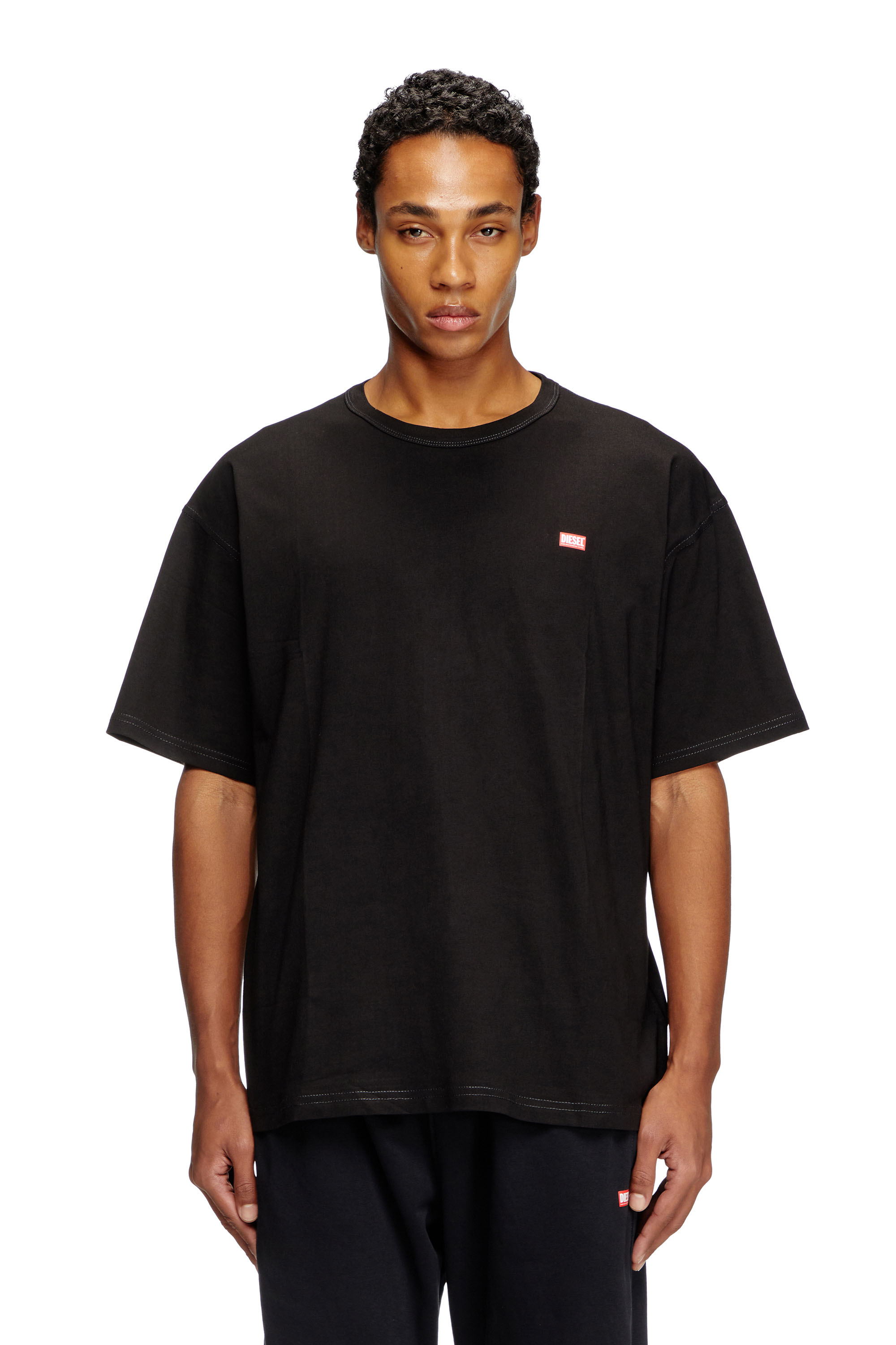 Diesel Homem Preto - T-Shirt With Logo - T-Shirts - Man Xxs