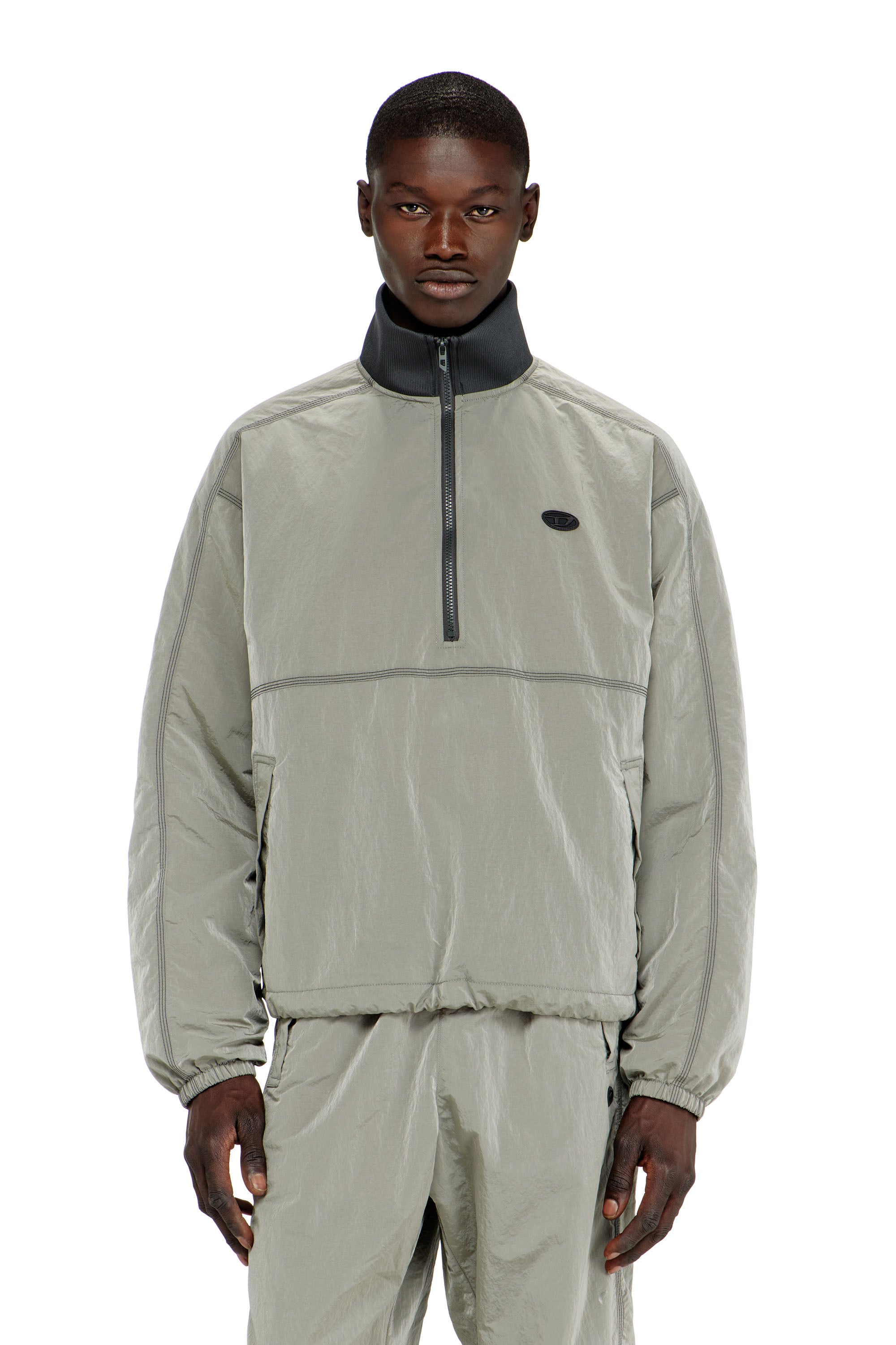 Diesel Herr Grå - Nylon Jacket With Crinkle Effect - Jackets - Man Storlek 54