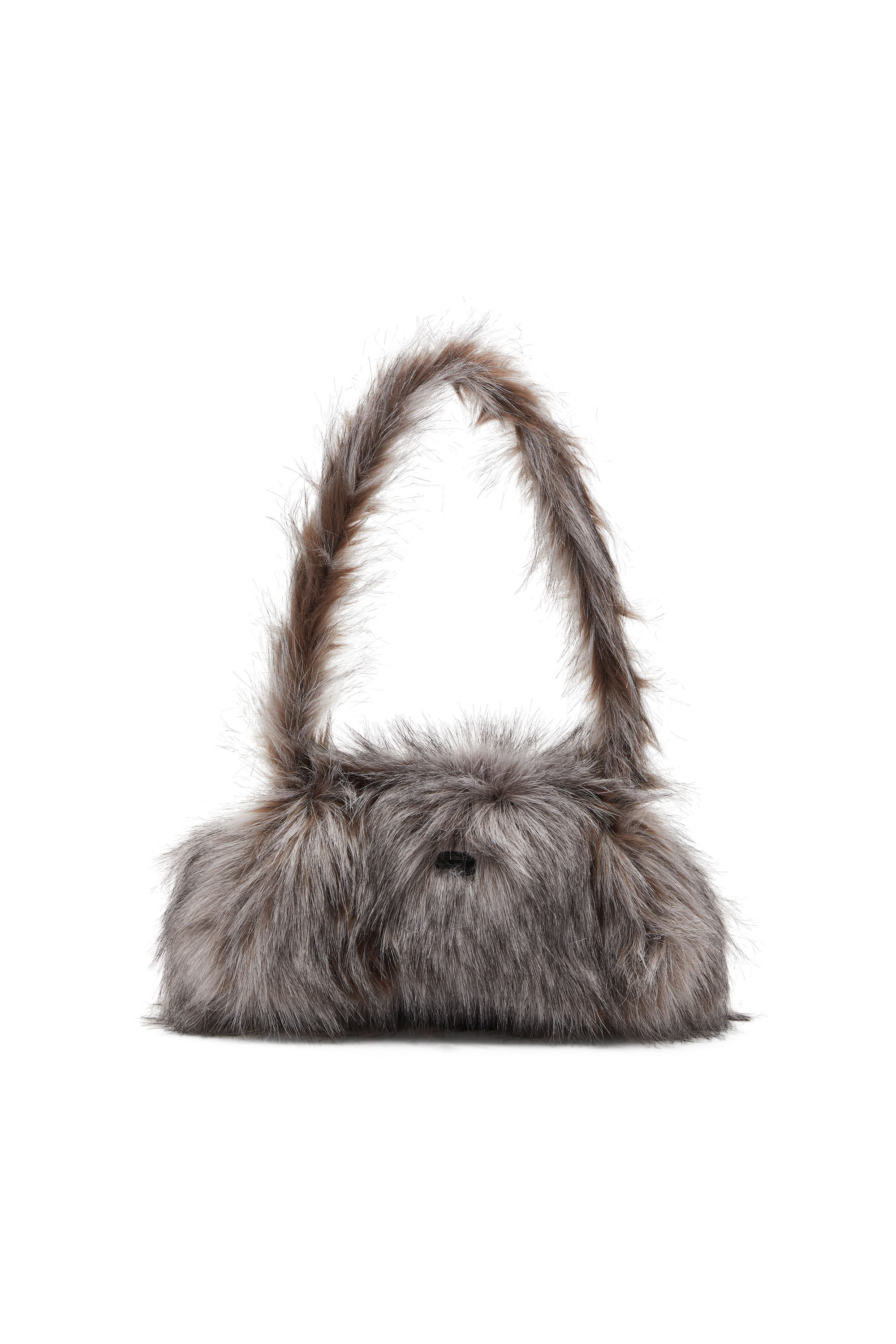 Diesel Faux-fur Top-handle Shoulder Bag In Gray