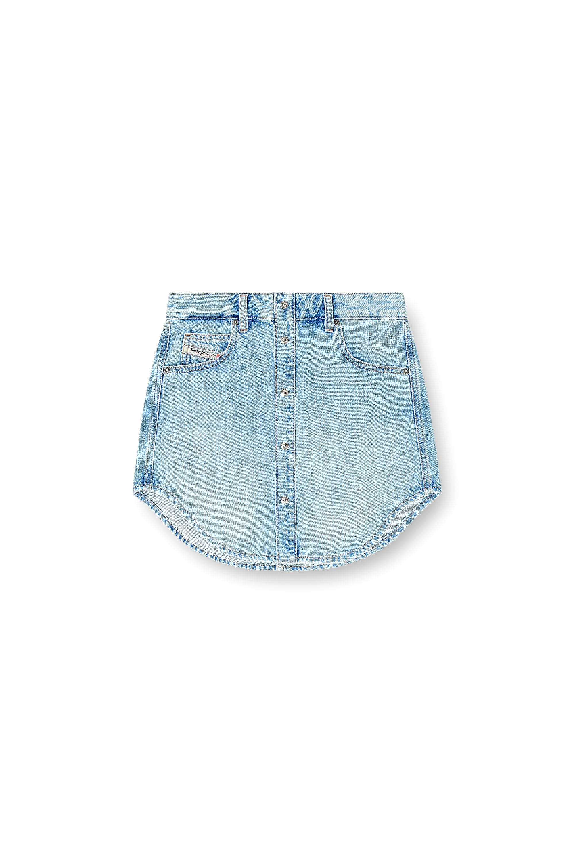 Diesel - DE-ARD, Woman's Denim button-front miniskirt in Light Blue - 4