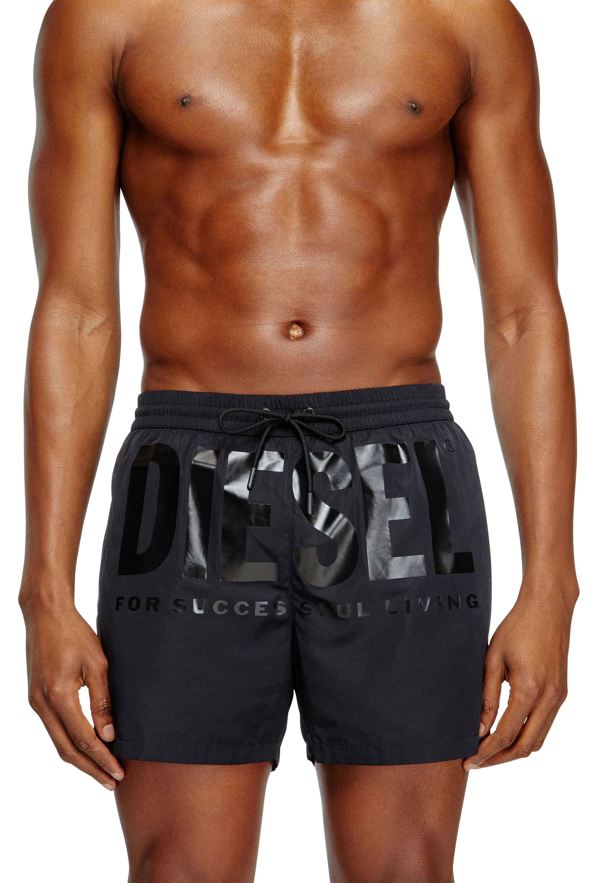 Diesel - Mid-length swim shorts with maxi logo - Swim shorts - Man - Black