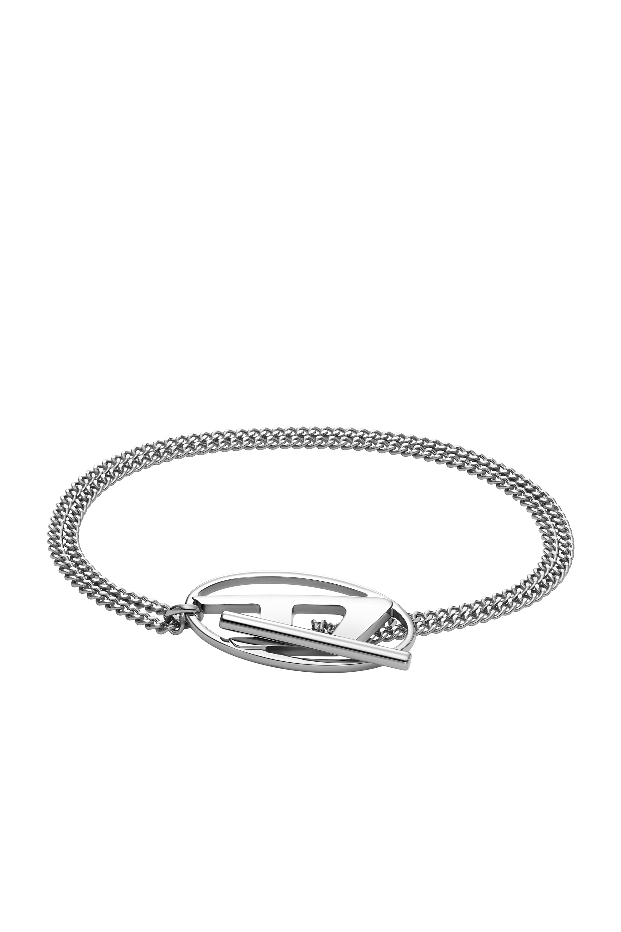 Shop Diesel Bracciale A Catena In Acciaio Inossidabile In Silver