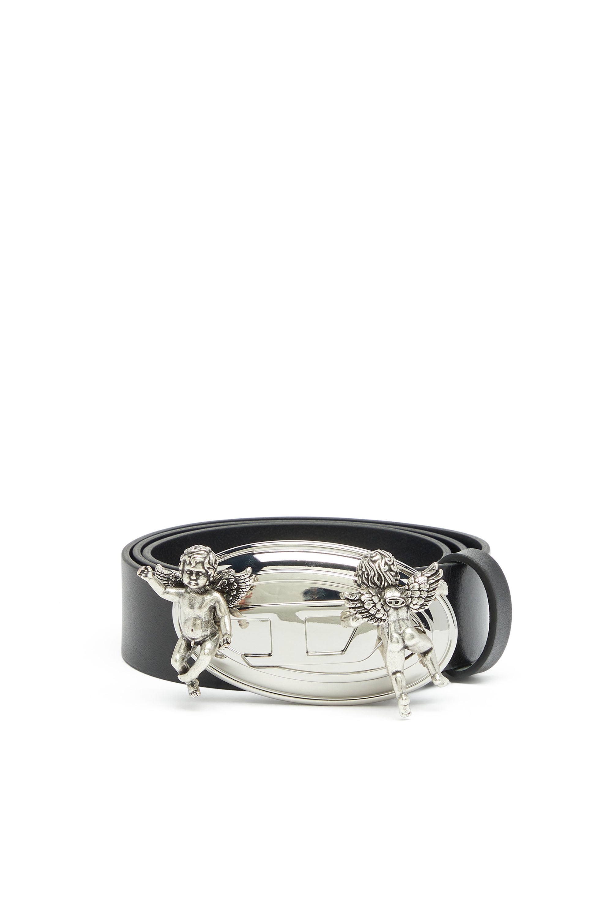 Diesel - 3.5cm leather belt with cherub Oval D buckle - Belts - Woman - Black